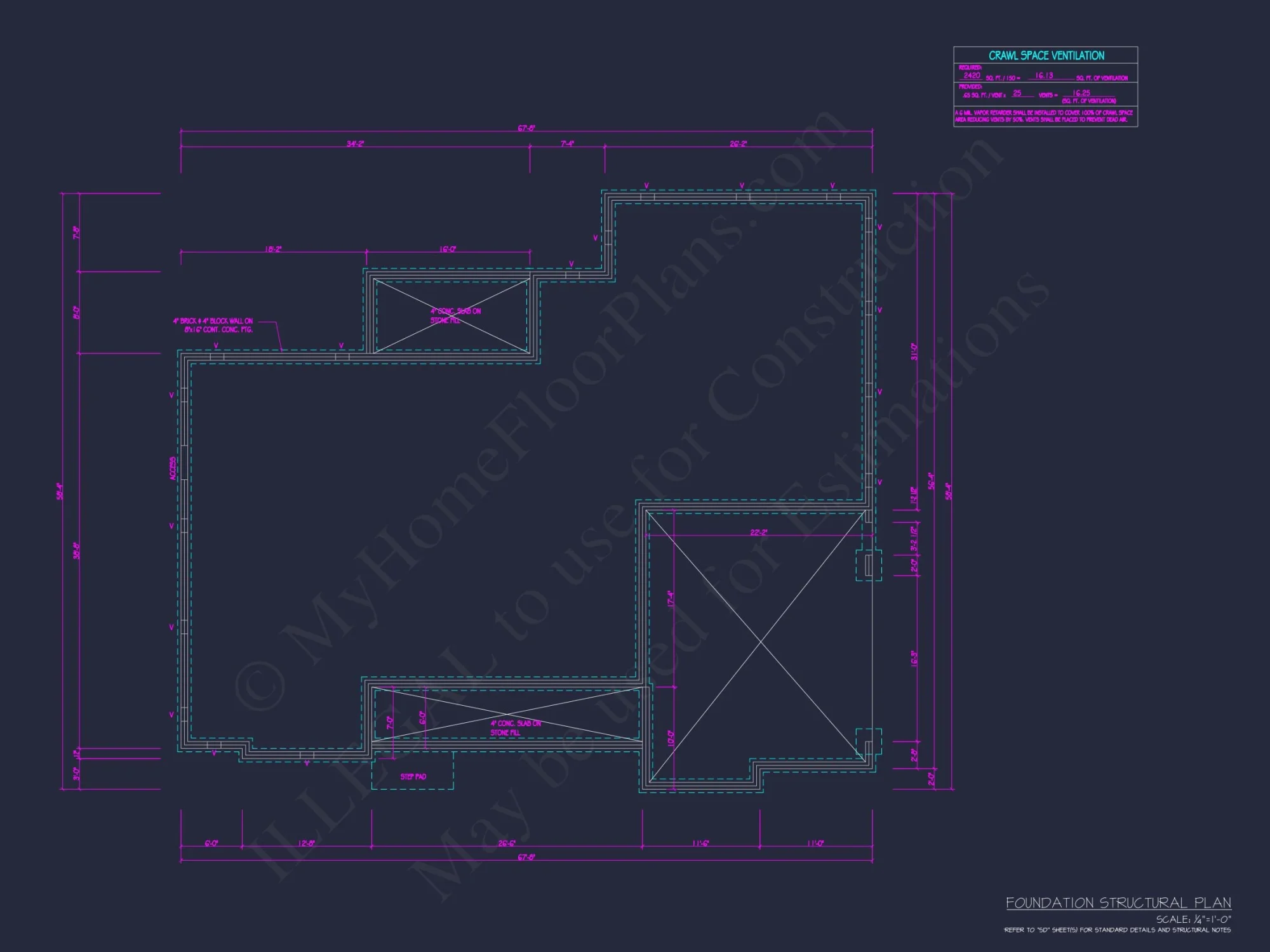 Modern Ranch house Floor Plan with CAD Blueprint Designs