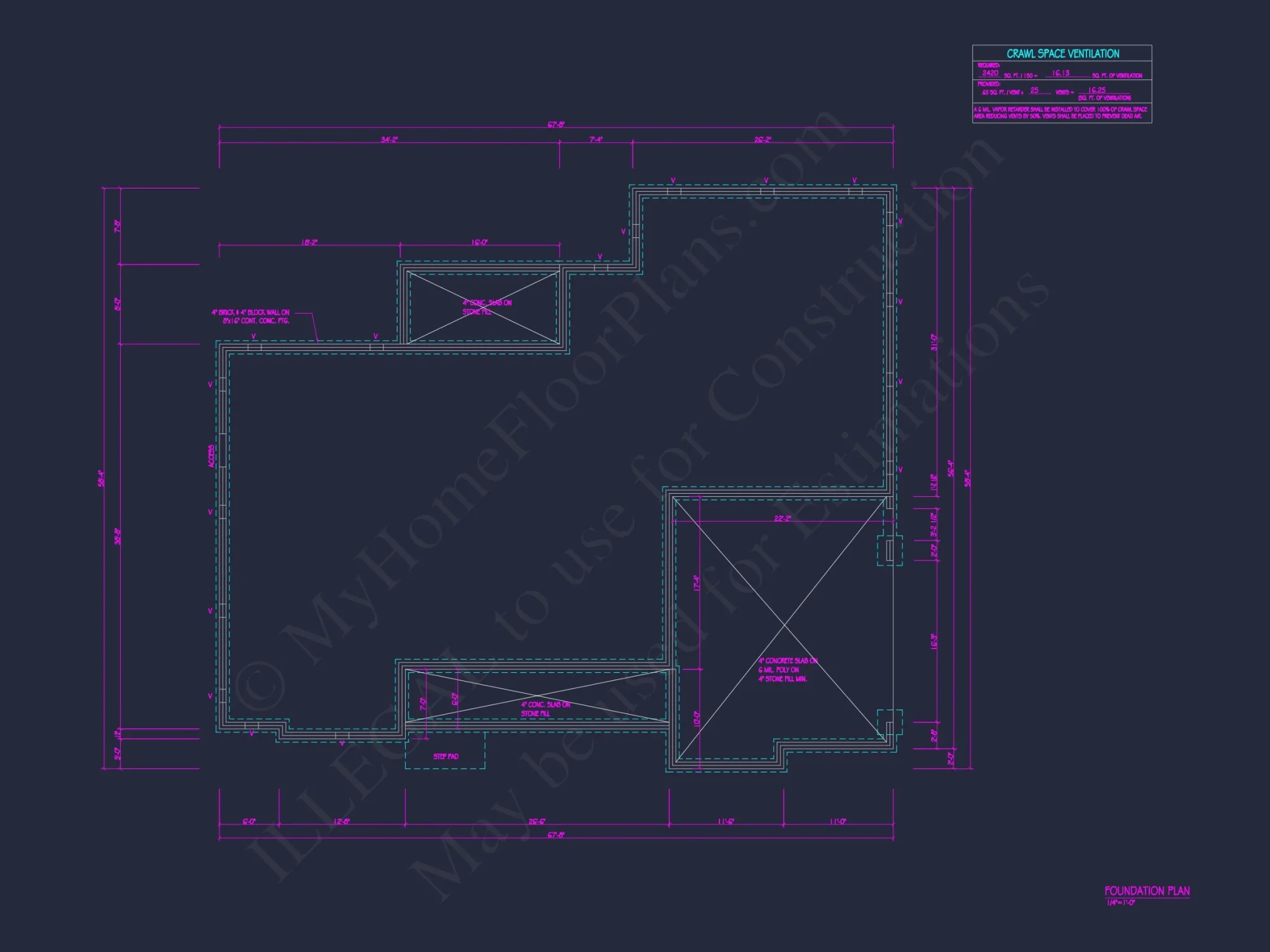 Modern Ranch house Floor Plan with CAD Blueprint Designs