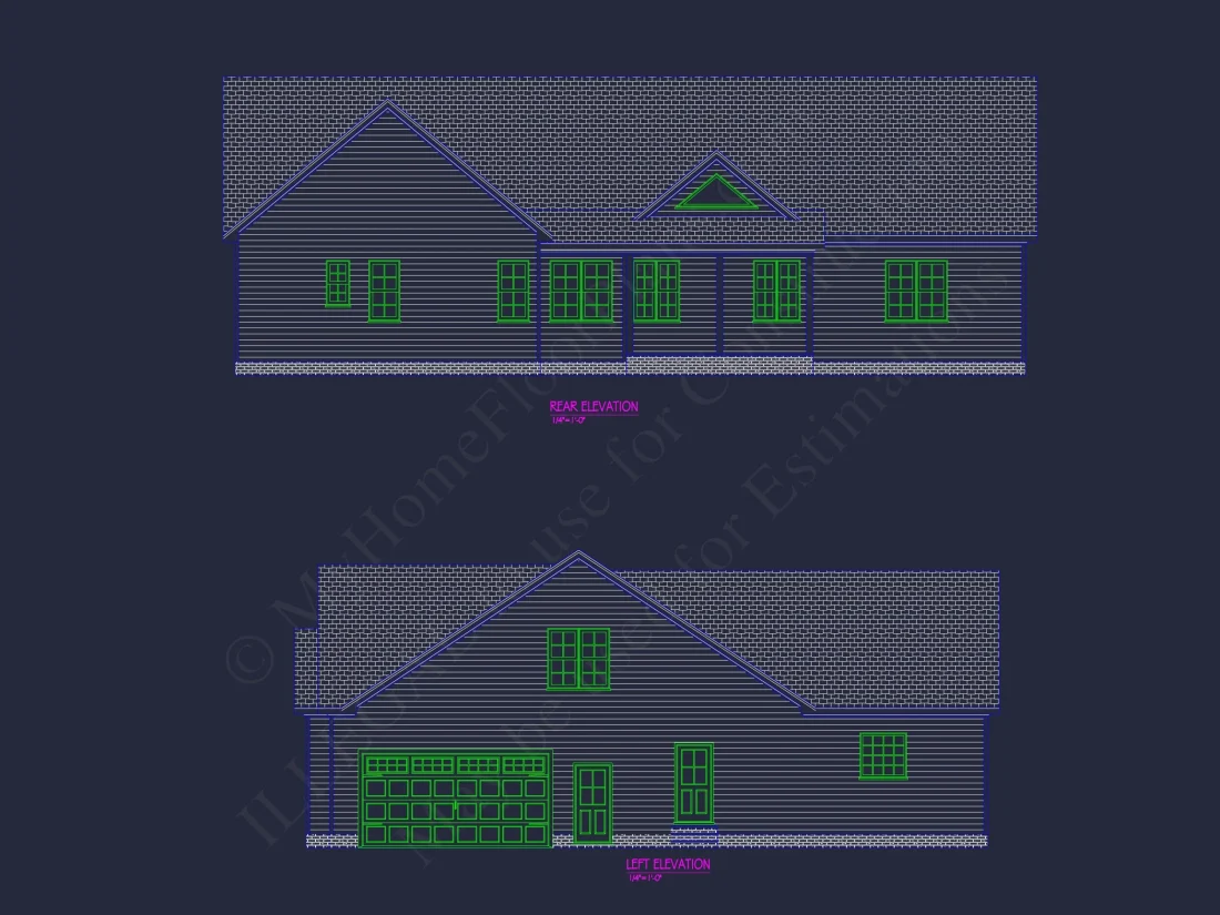 Modern Ranch house Floor Plan with CAD Blueprint Designs