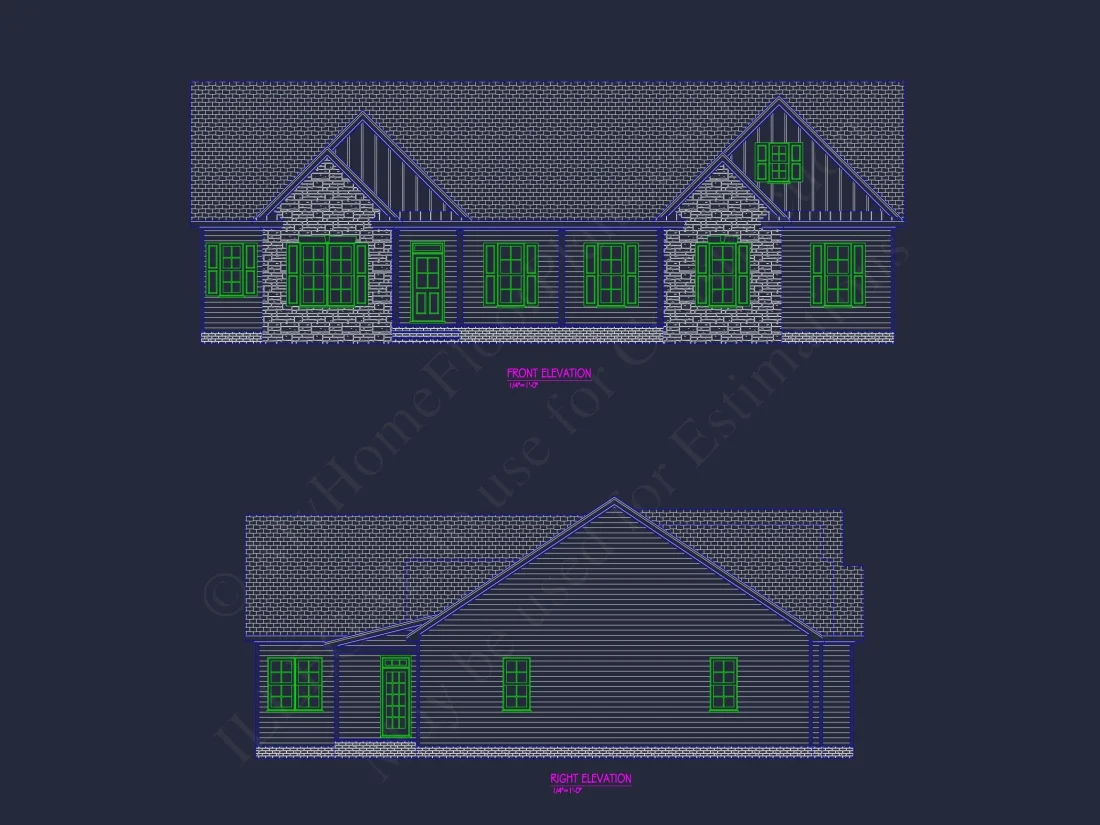 Modern Ranch house Floor Plan with CAD Blueprint Designs