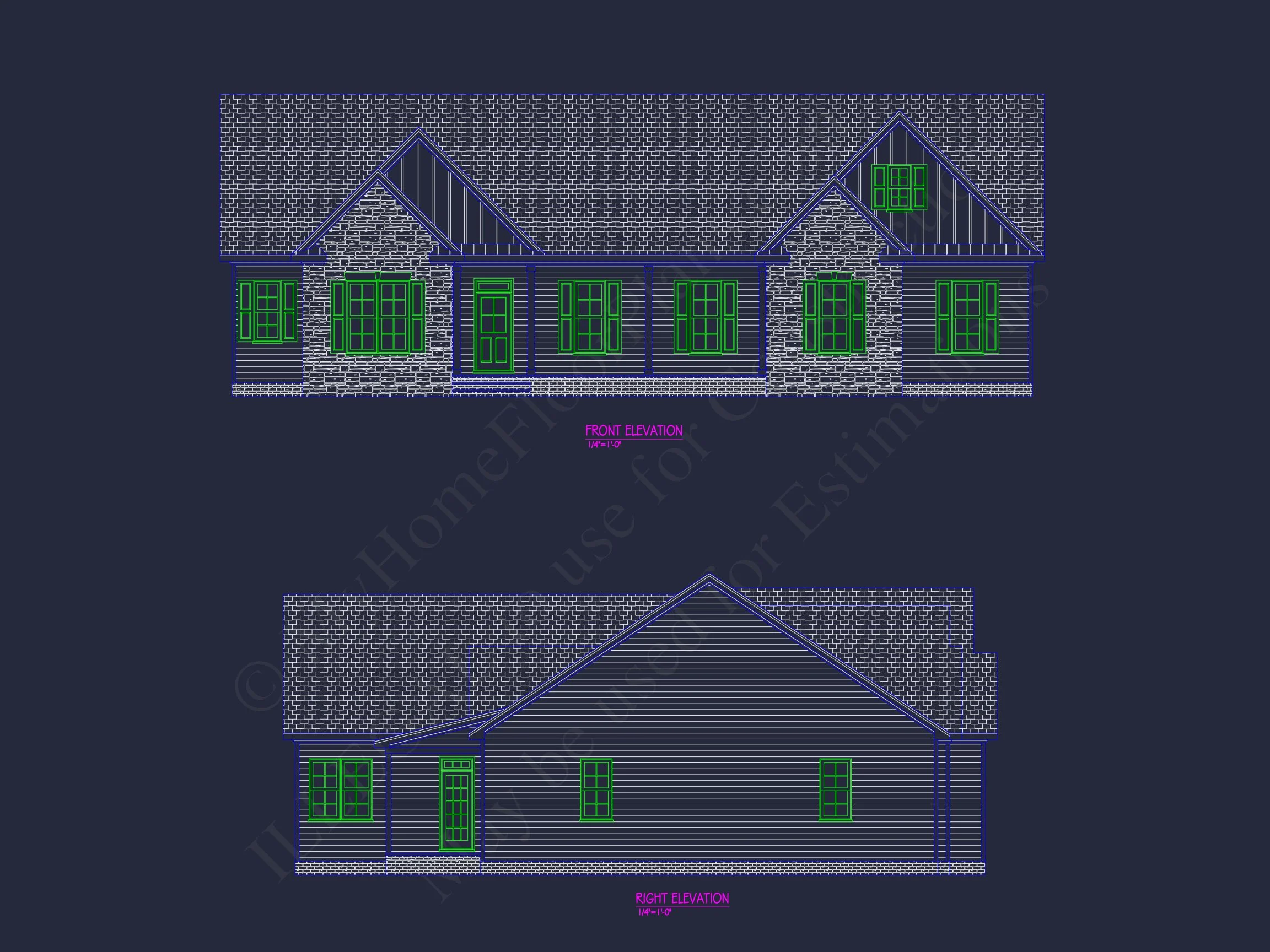 Modern Ranch house Floor Plan with CAD Blueprint Designs