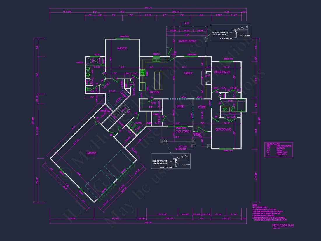Modern Craftsman house Plan with 1.5 Story Design and Angled Garage