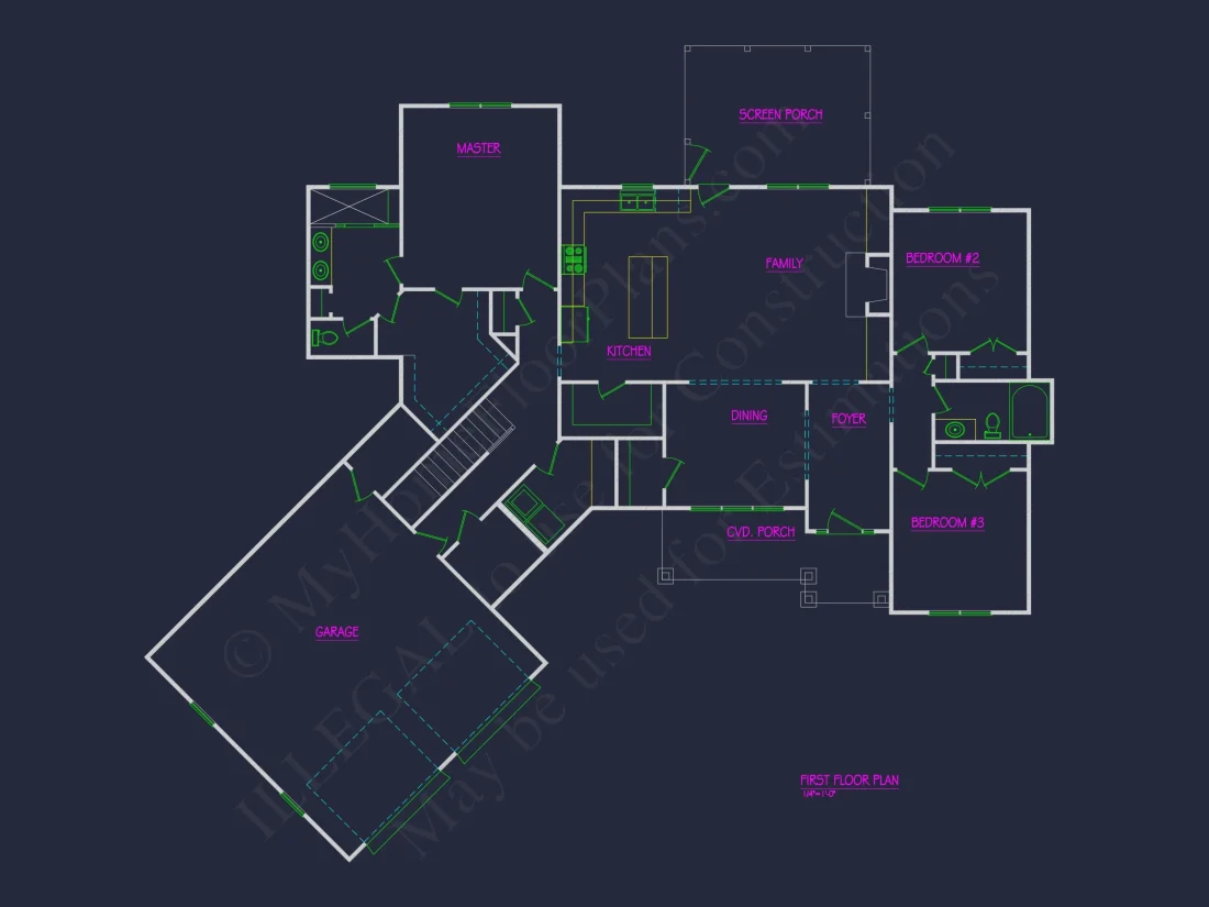 Modern Craftsman house Plan with 1.5 Story Design and Angled Garage