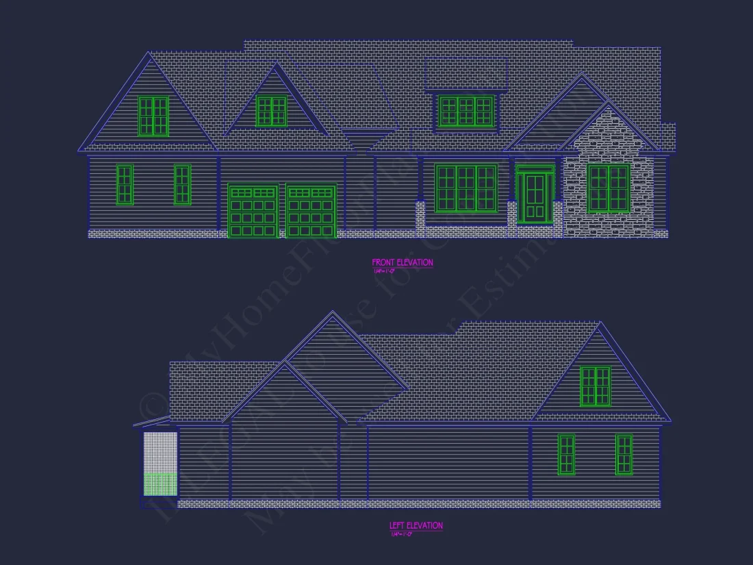 Modern Craftsman house Plan with 1.5 Story Design and Angled Garage