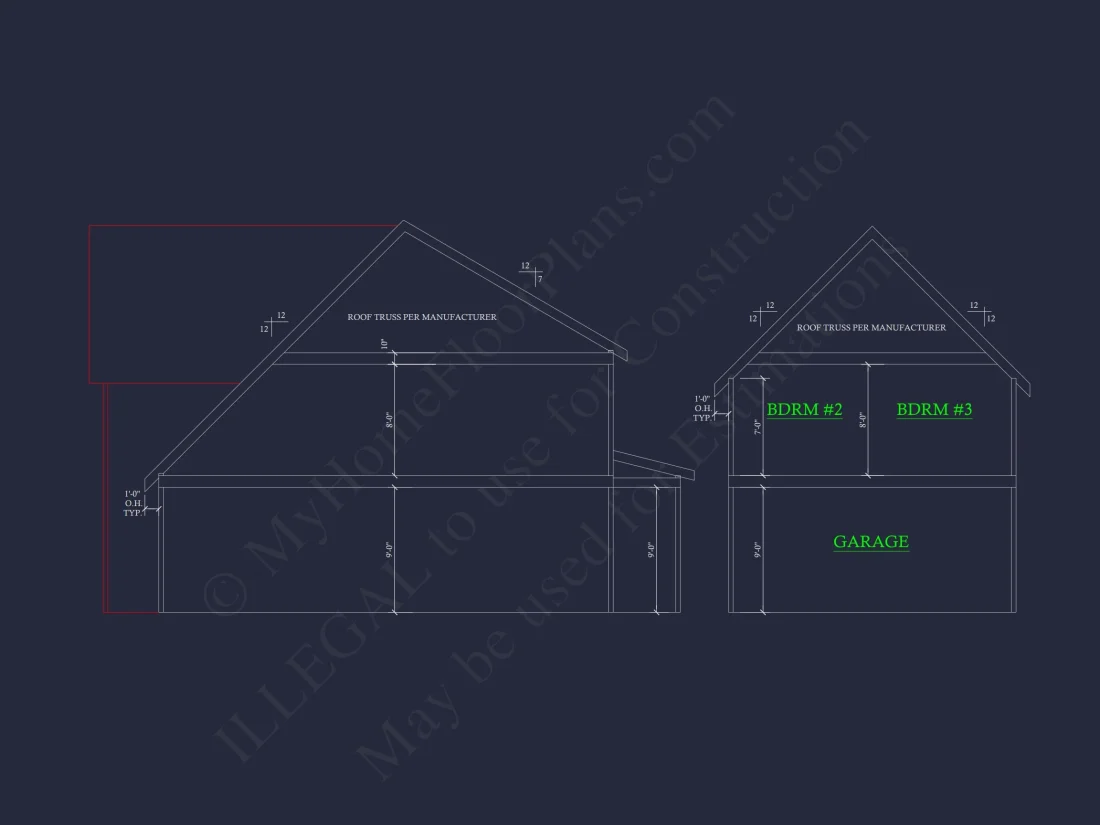 Modern Suburban house Plan with CAD Blueprints and 2-Story Design