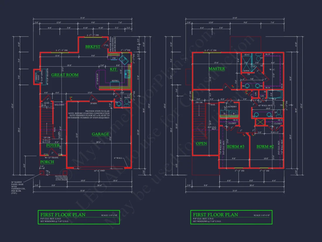 Modern Suburban house Plan with CAD Blueprints and 2-Story Design