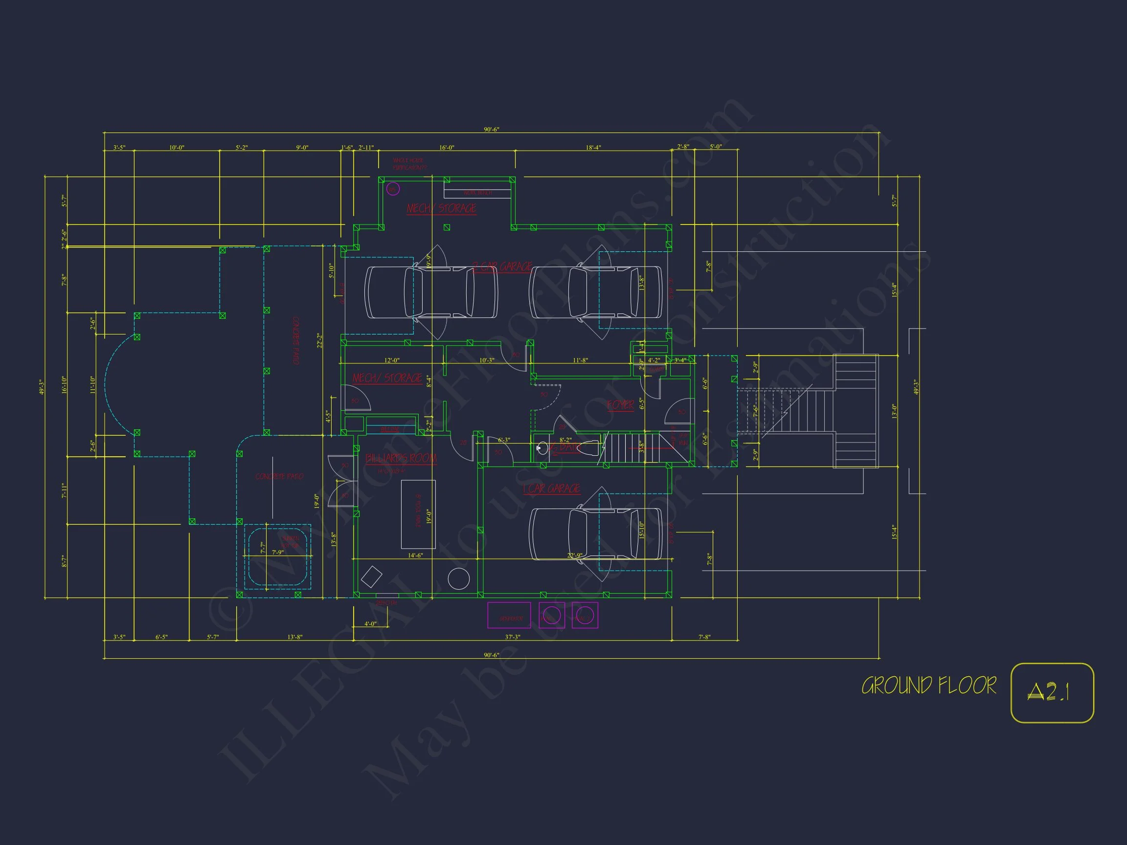 Modern Coastal house Plan with 2 Floors, 3 Bedrooms, & CAD Designs