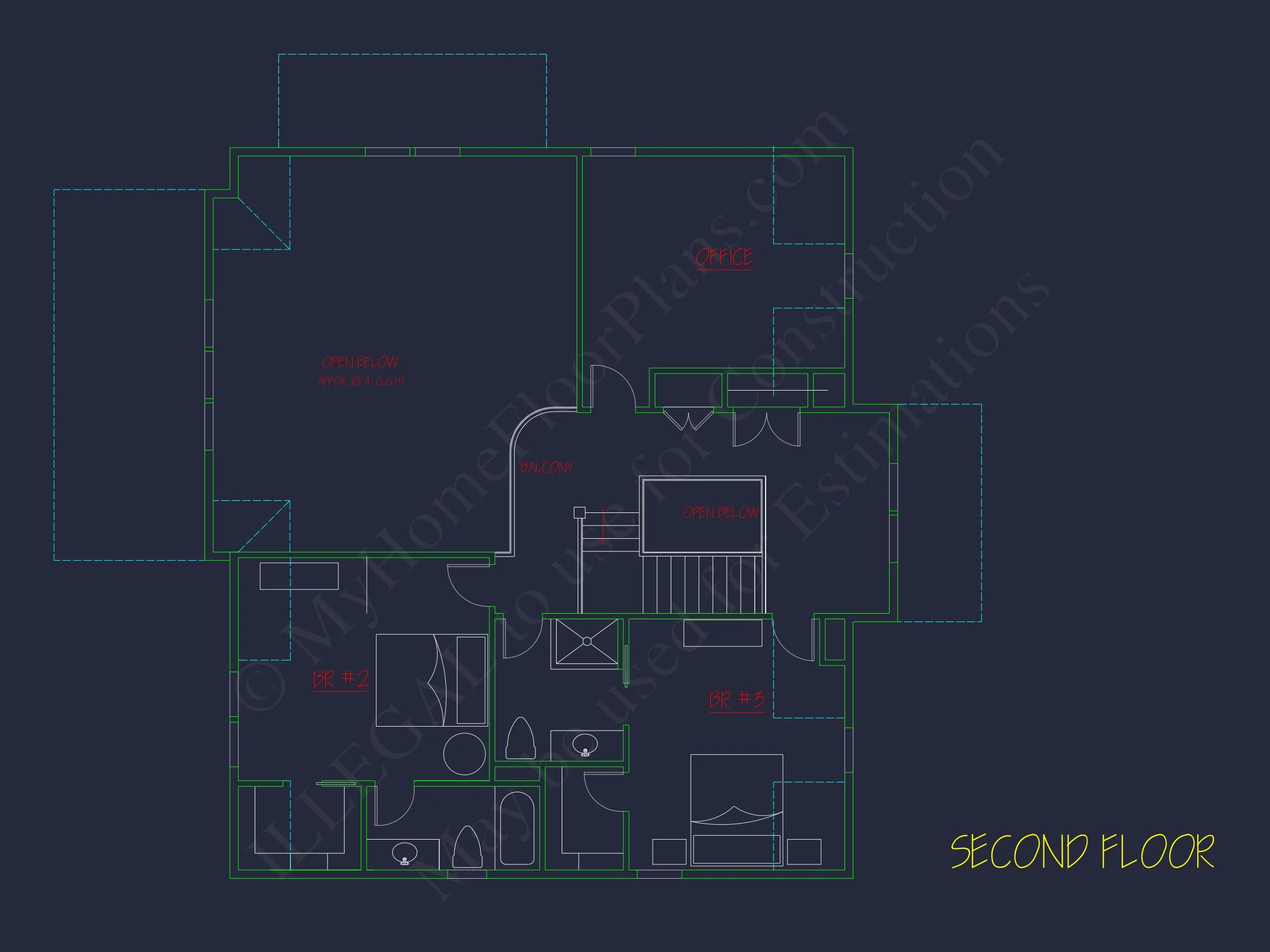 Modern Coastal house Plan with 2 Floors, 3 Bedrooms, & CAD Designs