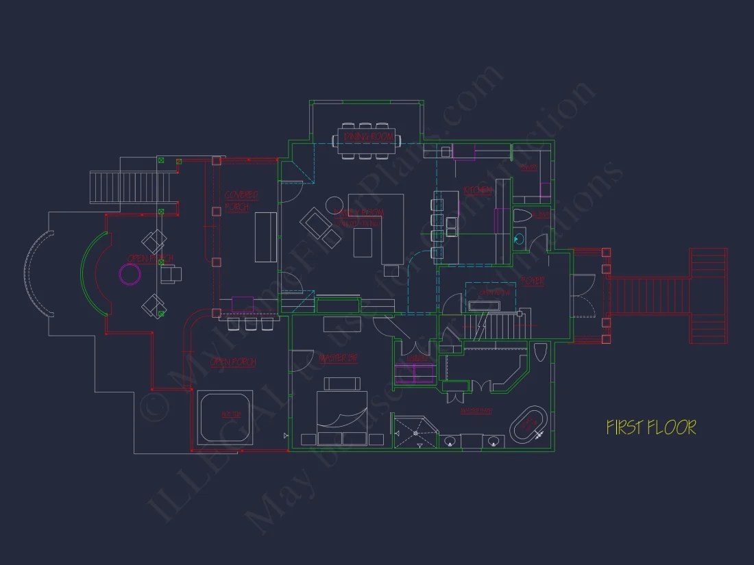 Modern Coastal house Plan with 2 Floors, 3 Bedrooms, & CAD Designs