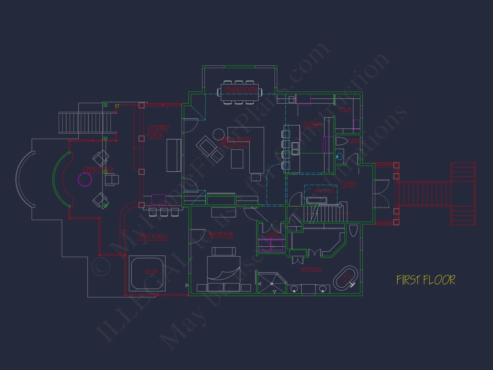 Modern Coastal house Plan with 2 Floors, 3 Bedrooms, & CAD Designs
