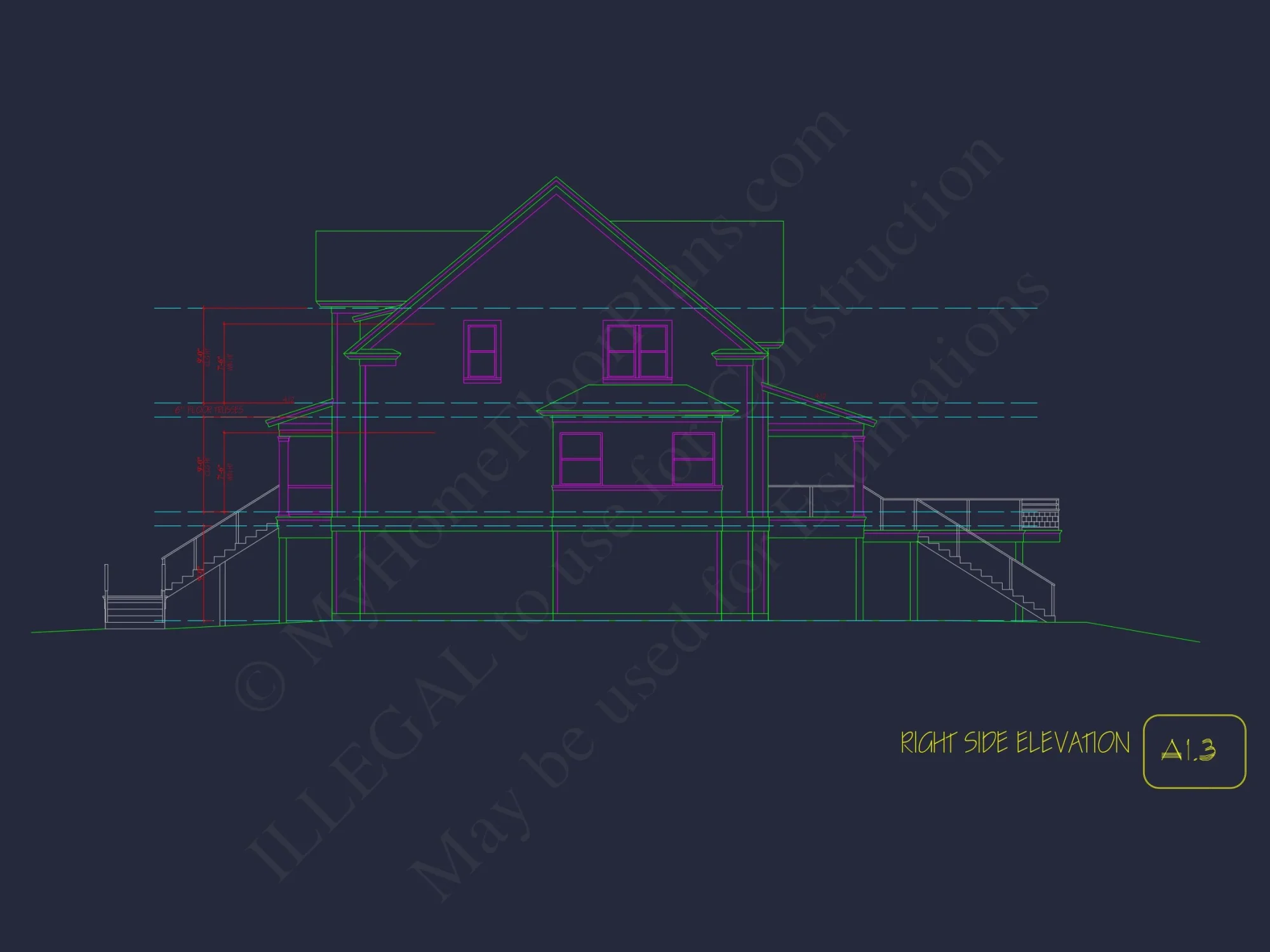 Modern Coastal house Plan with 2 Floors, 3 Bedrooms, & CAD Designs