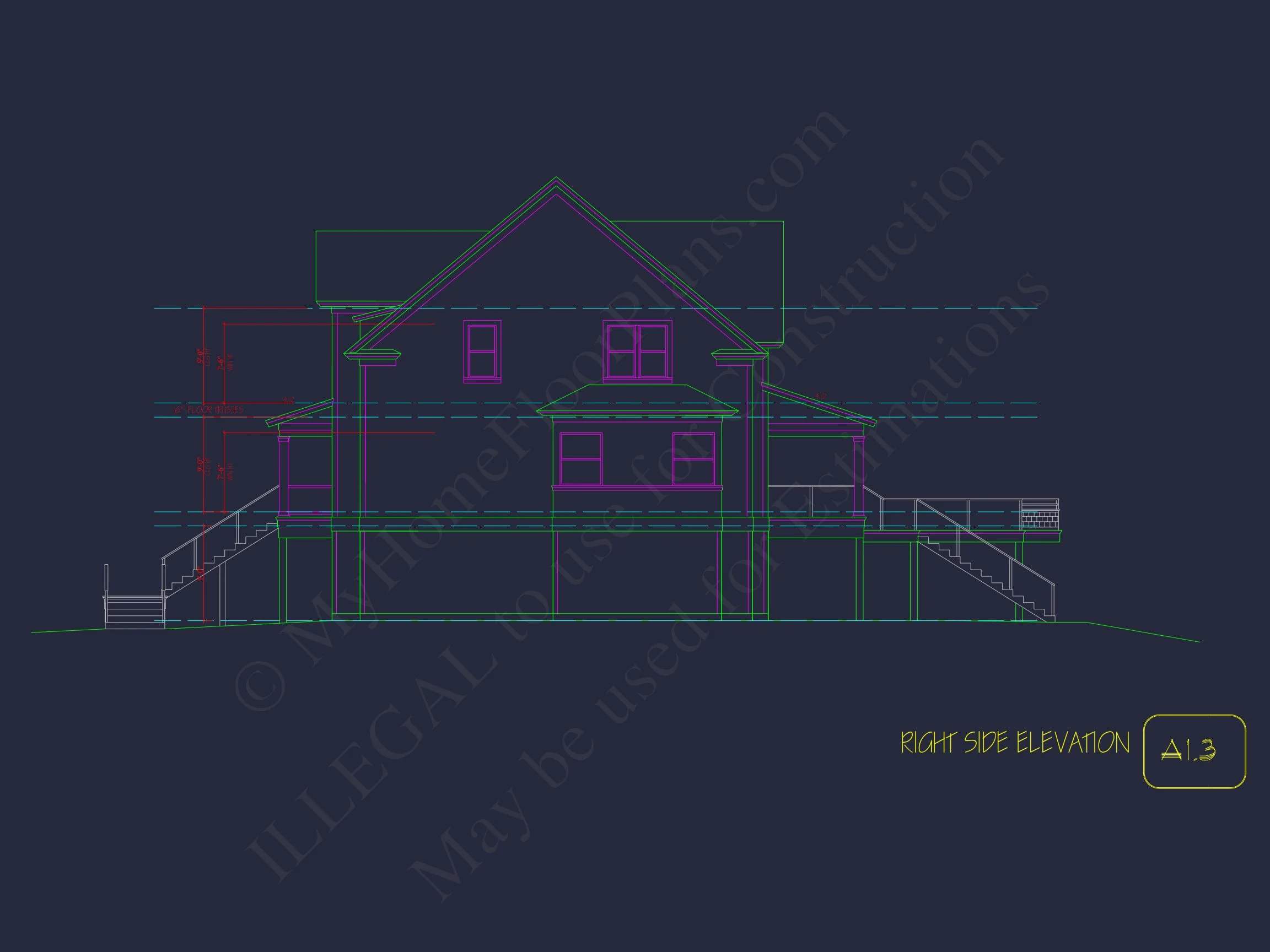 Modern Coastal house Plan with 2 Floors, 3 Bedrooms, & CAD Designs