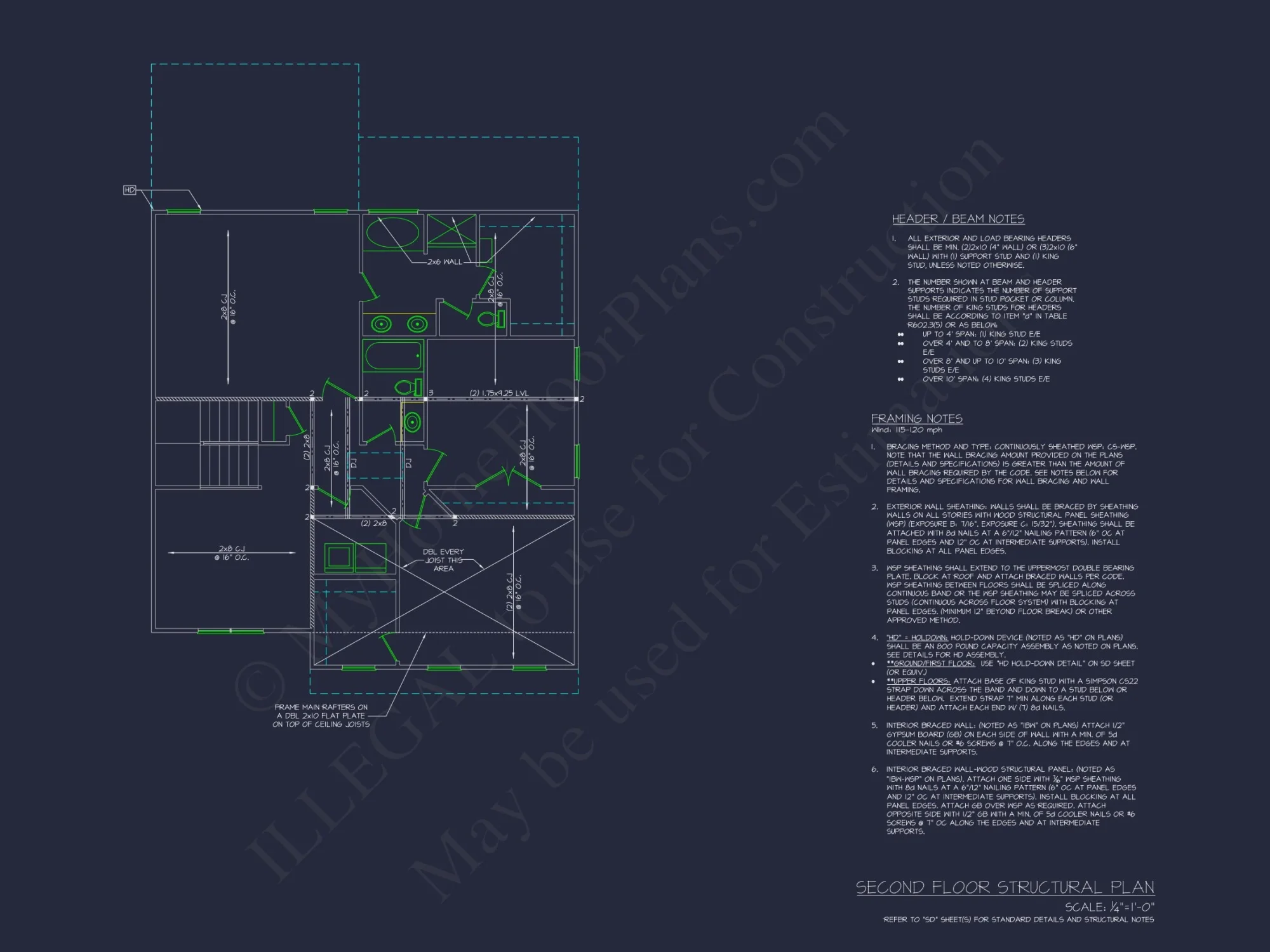 Modern house Plan with 2 Stories, CAD Blueprint & Features