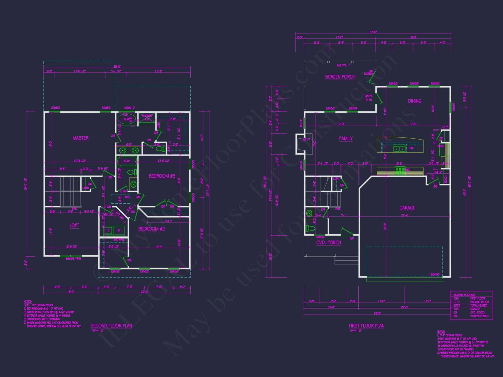 Modern house Plan with 2 Stories, CAD Blueprint & Features