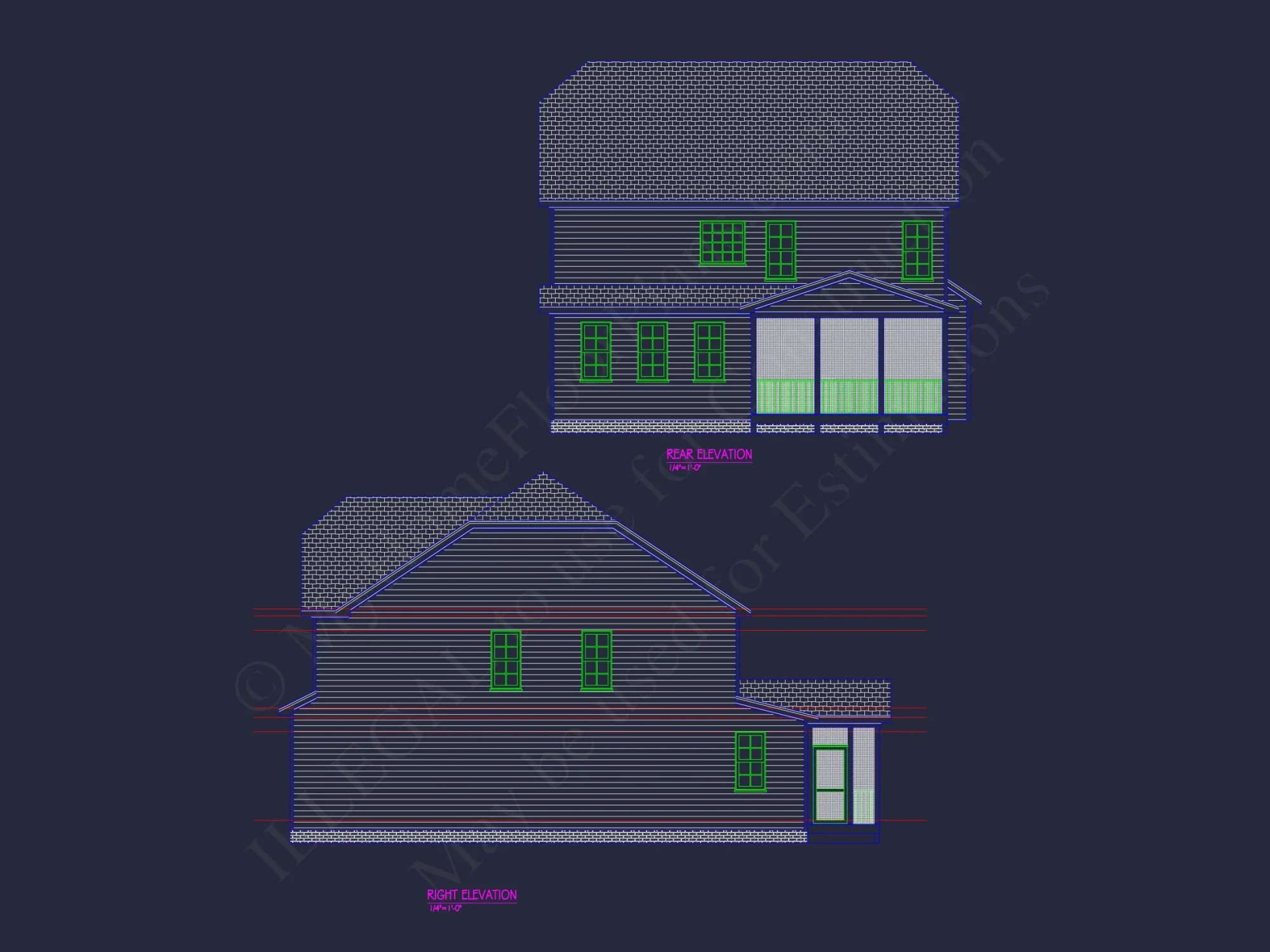 Modern house Plan with 2 Stories, CAD Blueprint & Features