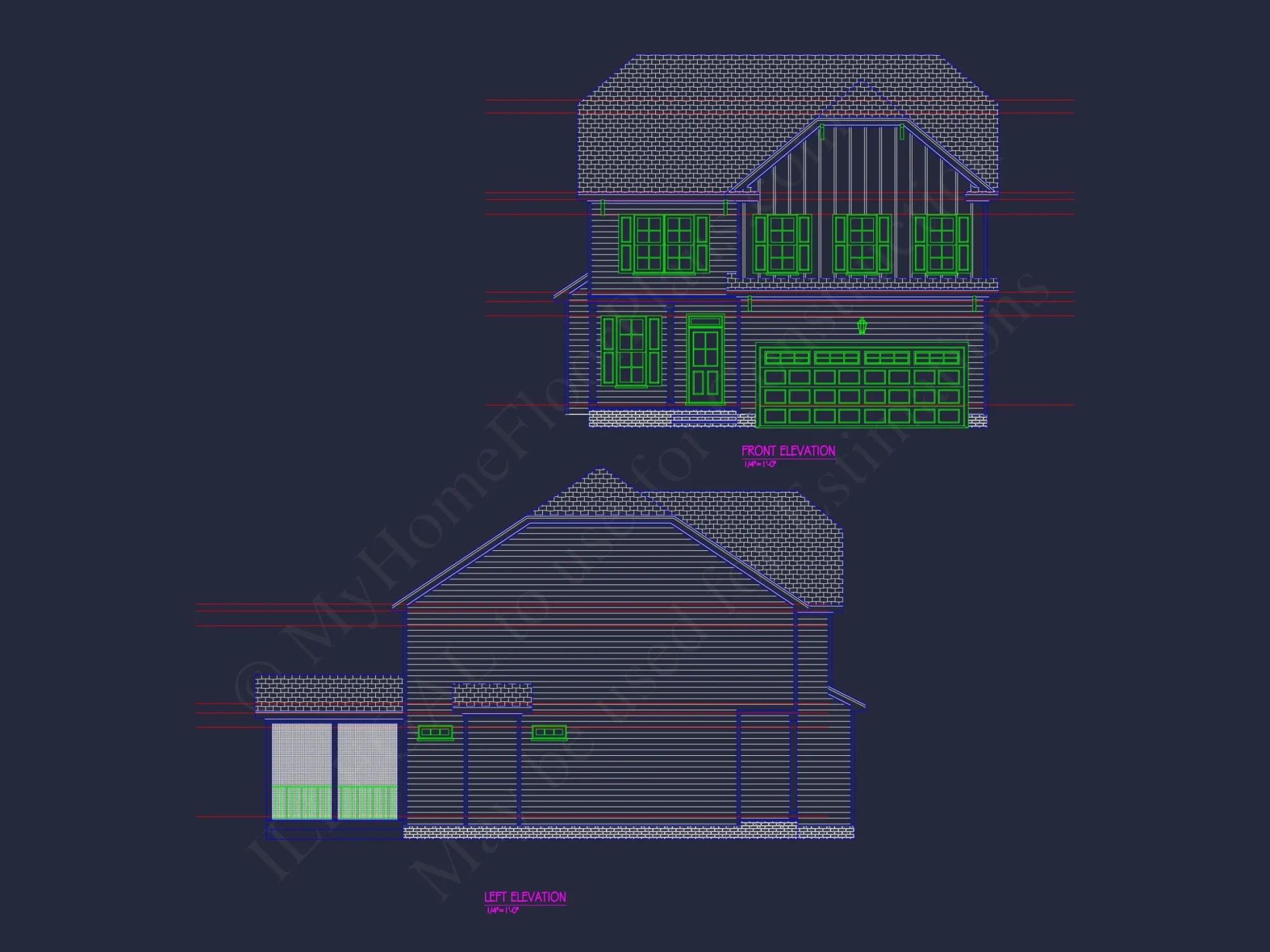 Modern house Plan with 2 Stories, CAD Blueprint & Features