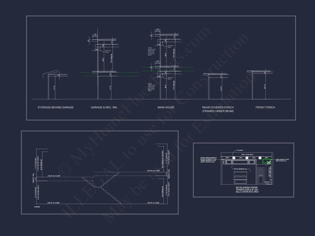 Modern house Floor Plan with 3-Car Garage and CAD Designs