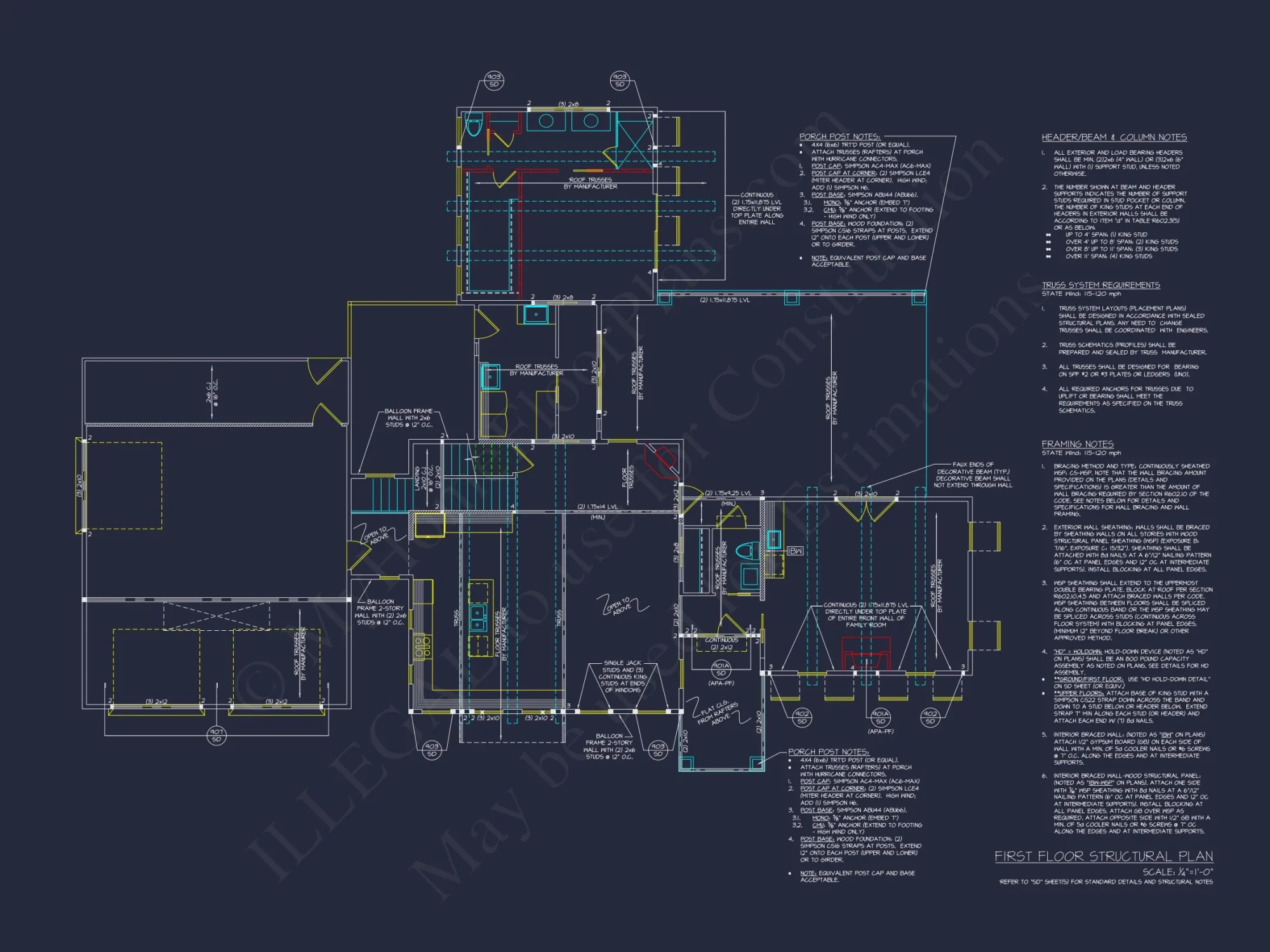 Modern house Floor Plan with 3-Car Garage and CAD Designs