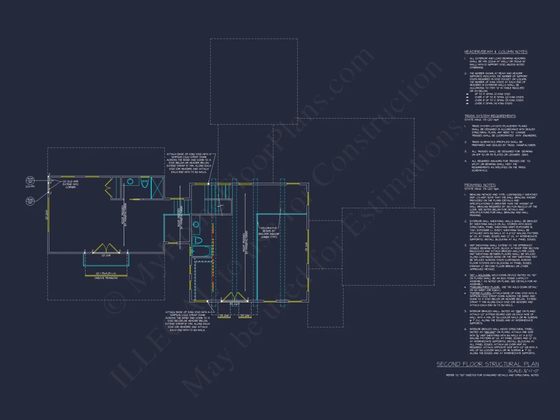 Modern house Floor Plan with 3-Car Garage and CAD Designs