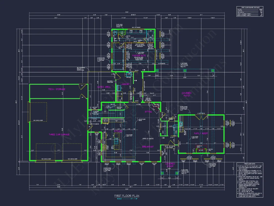 Modern house Floor Plan with 3-Car Garage and CAD Designs