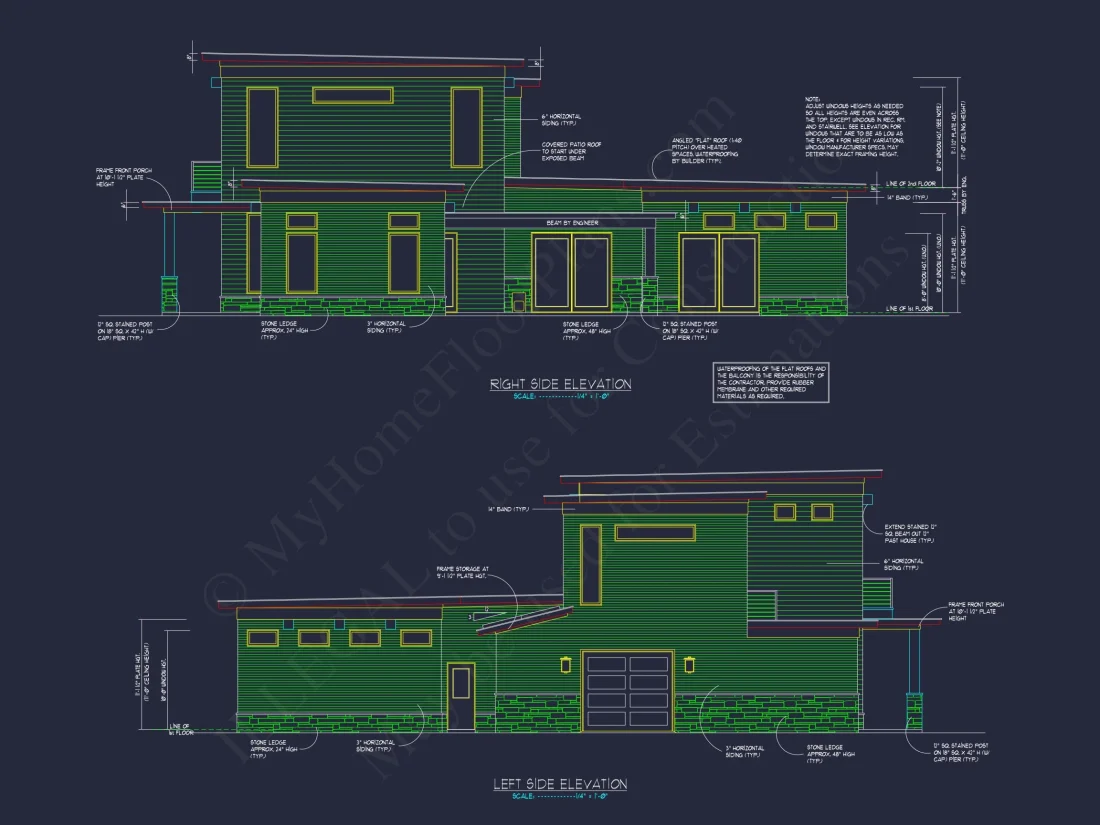 Modern house Floor Plan with 3-Car Garage and CAD Designs