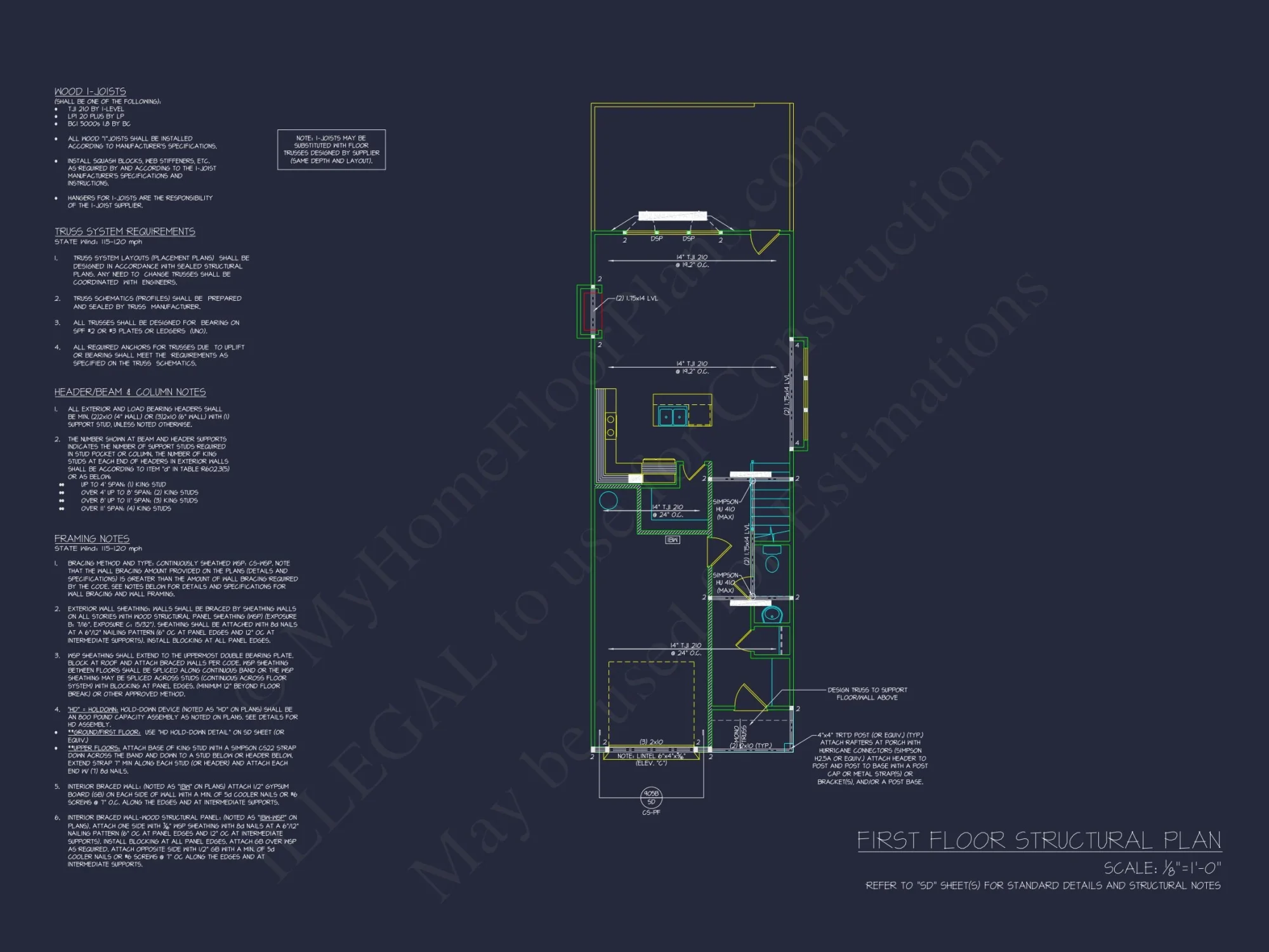 Modern Craftsman house Plan - Architectural CAD Designs