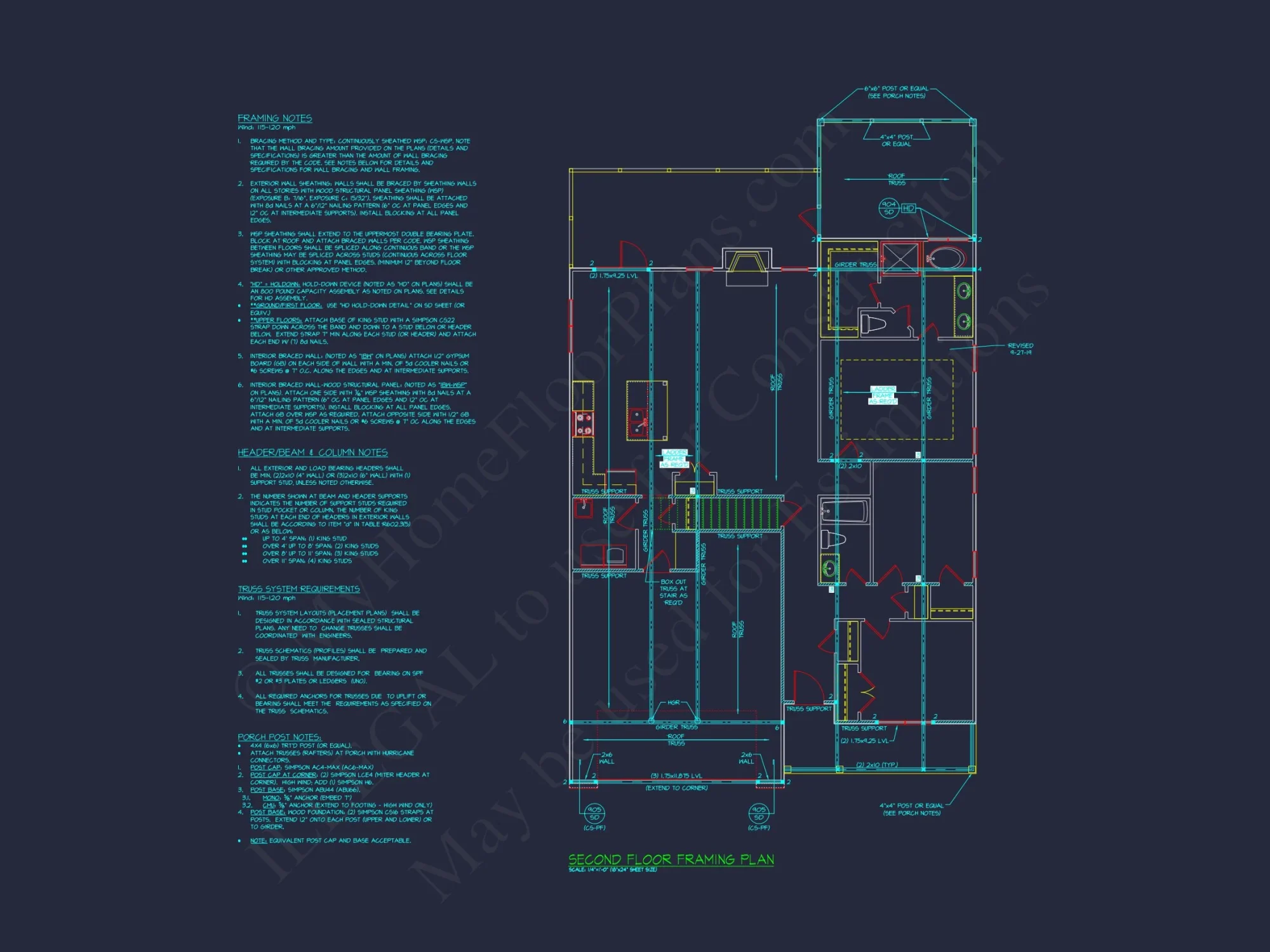 Modern Craftsman house Plan with Open Floor CAD Designs