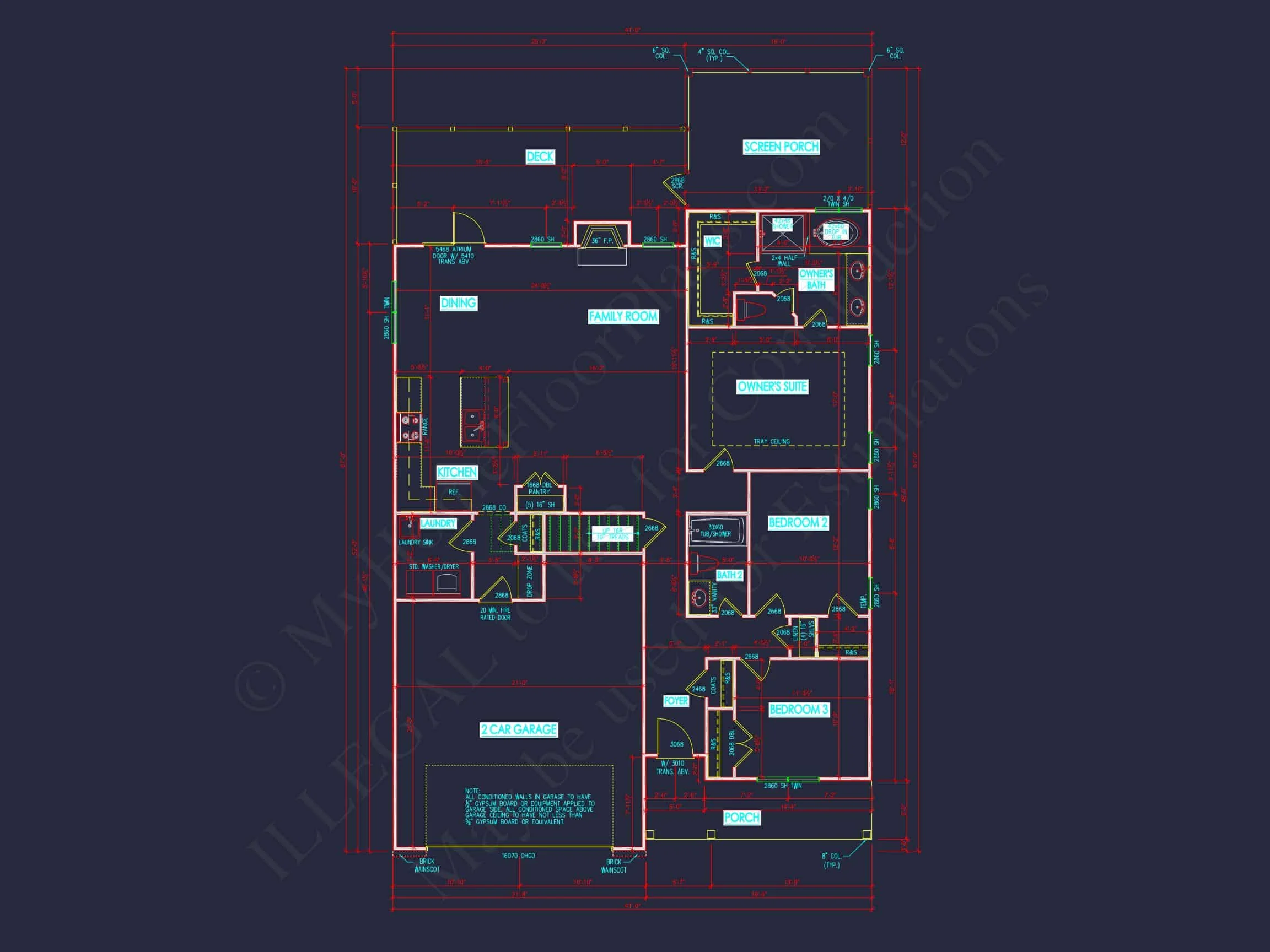 Modern Craftsman house Plan with Open Floor CAD Designs