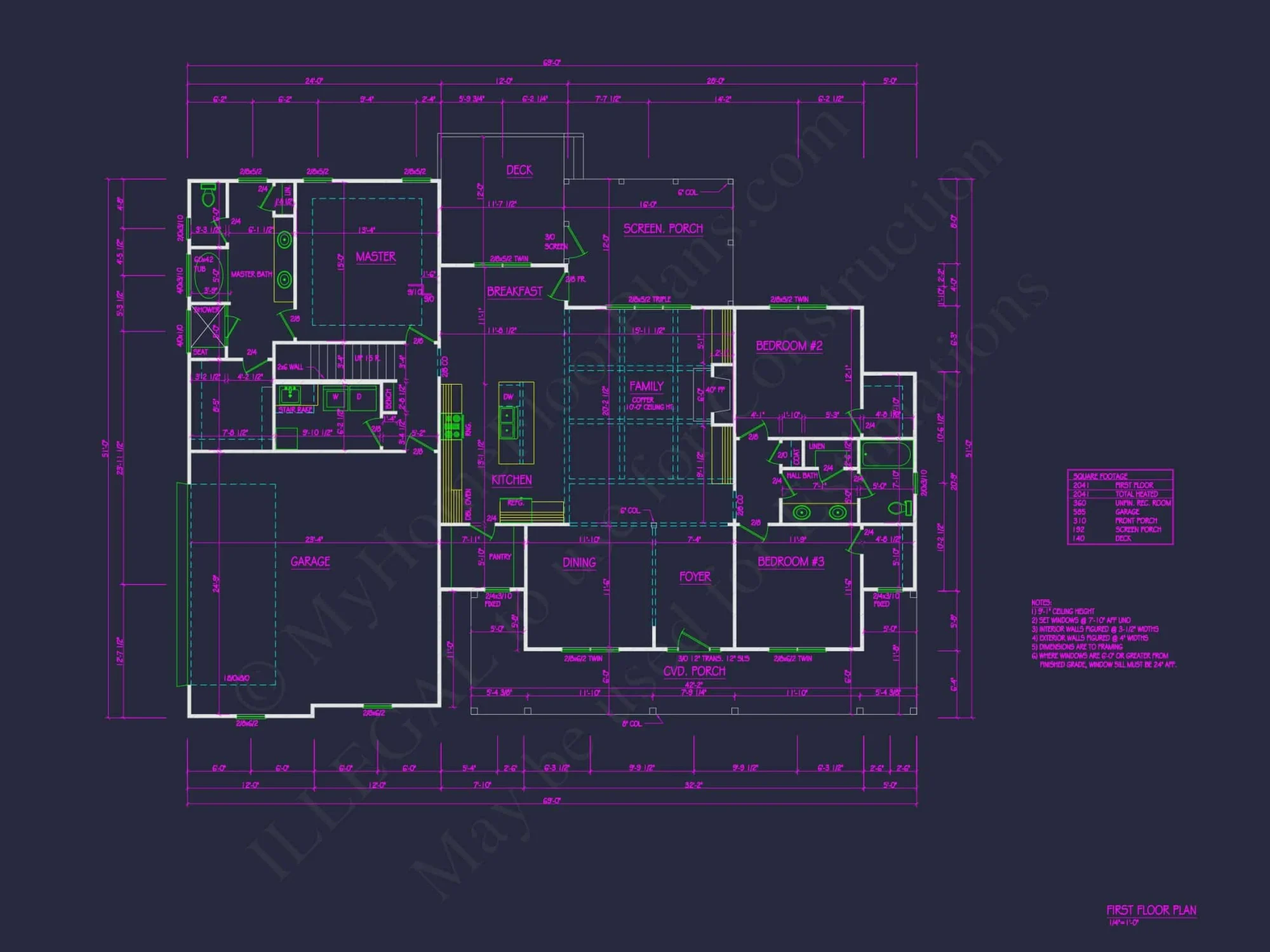 Craftsman house Plan with 2, 041 SF - Floor Plan and Designs