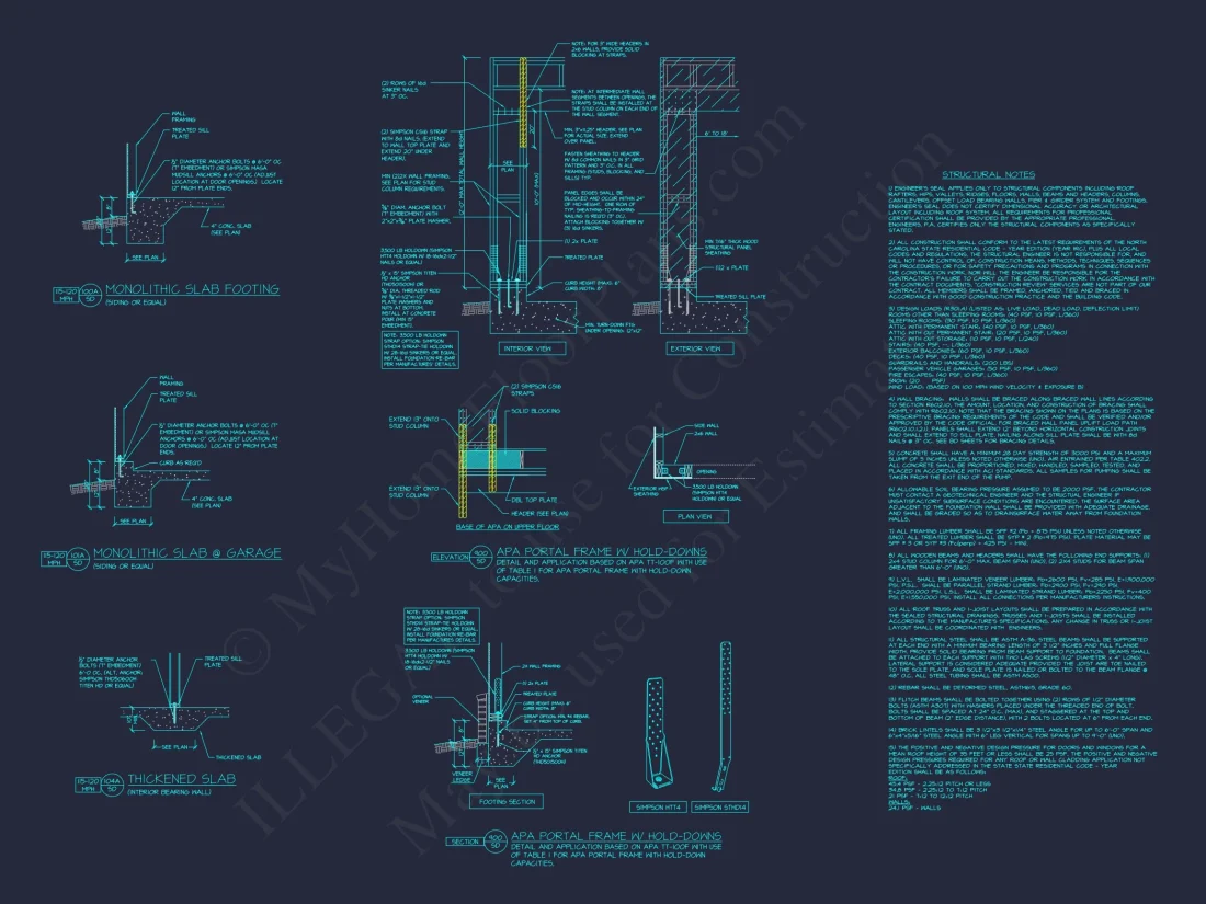Traditional house Plan with 3 Bedrooms, 2-Car Garage & CAD Designs