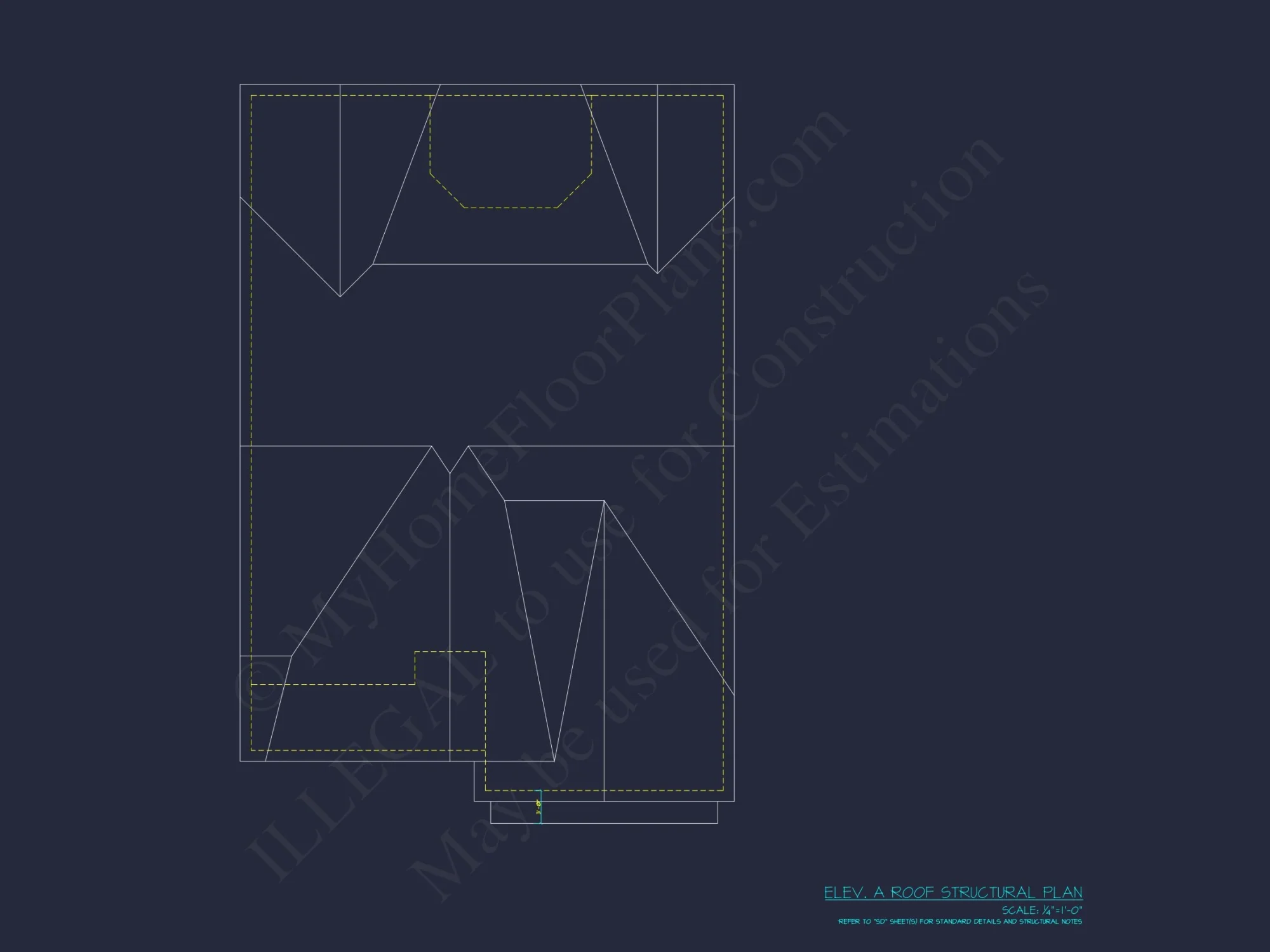 Traditional house Plan with 3 Bedrooms, 2-Car Garage & CAD Designs