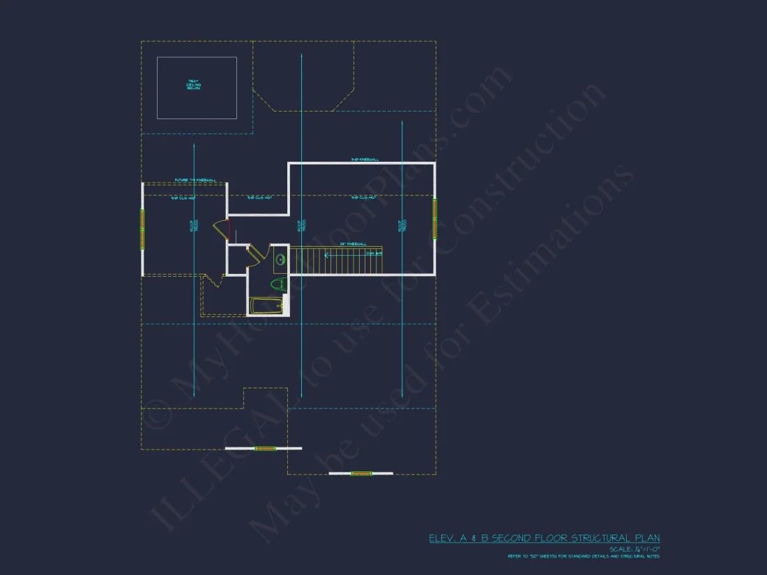 Traditional house Plan with 3 Bedrooms, 2-Car Garage & CAD Designs