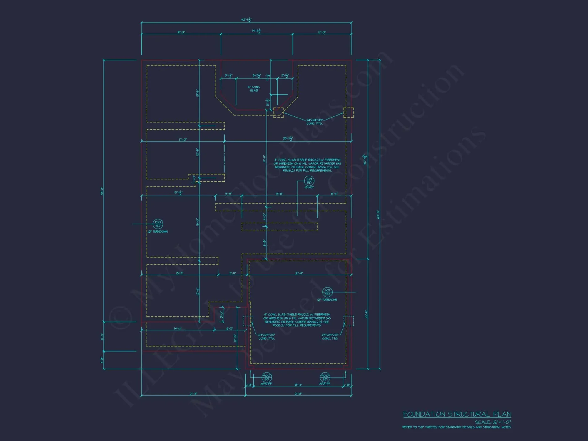 Traditional house Plan with 3 Bedrooms, 2-Car Garage & CAD Designs