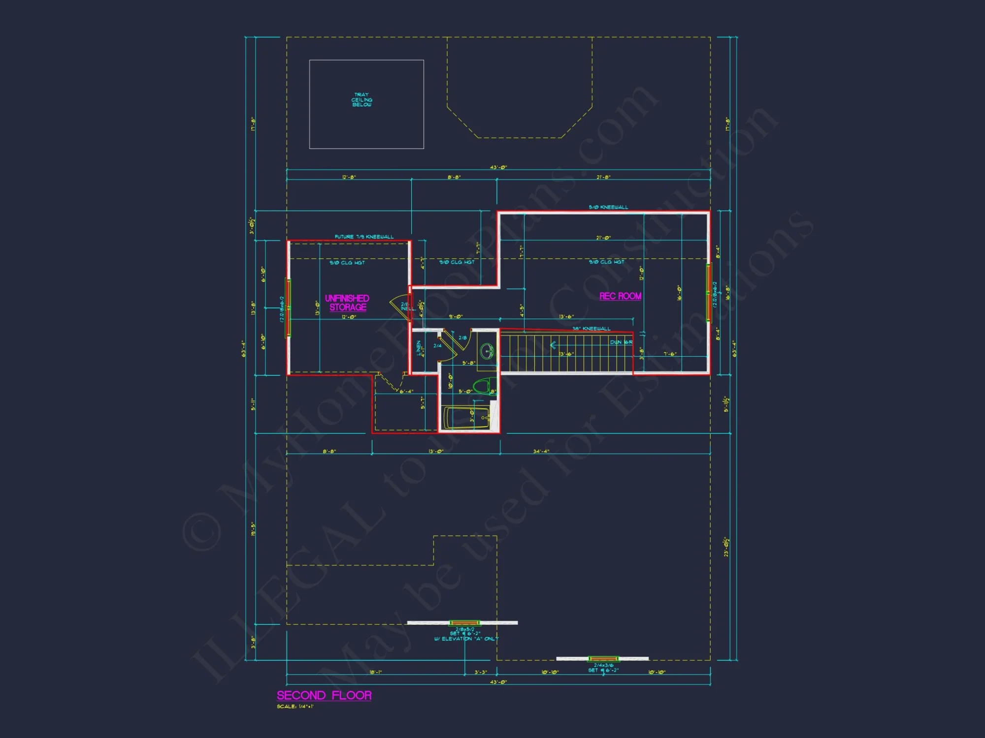 Traditional house Plan with 3 Bedrooms, 2-Car Garage & CAD Designs