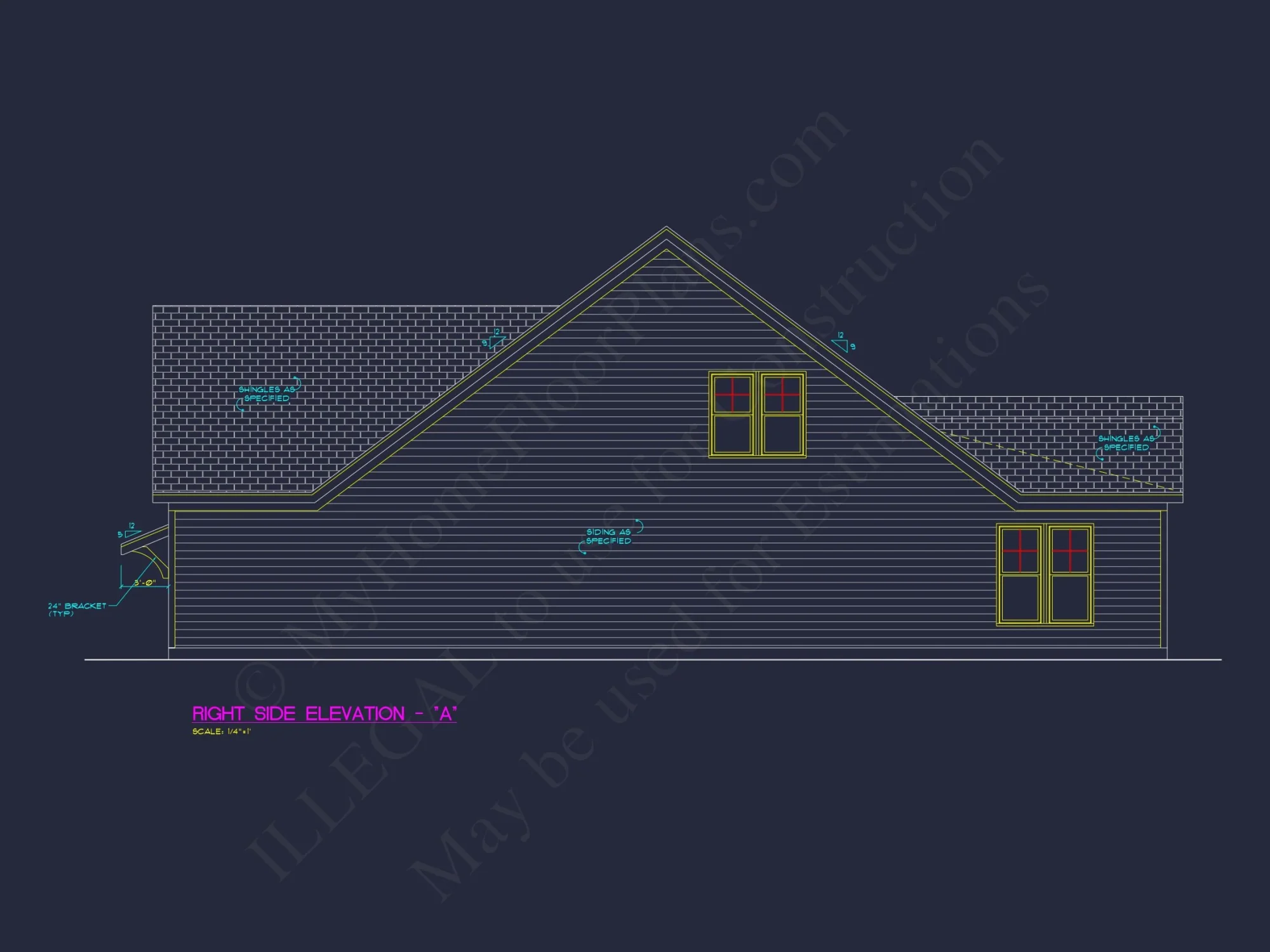 Traditional house Plan with 3 Bedrooms, 2-Car Garage & CAD Designs