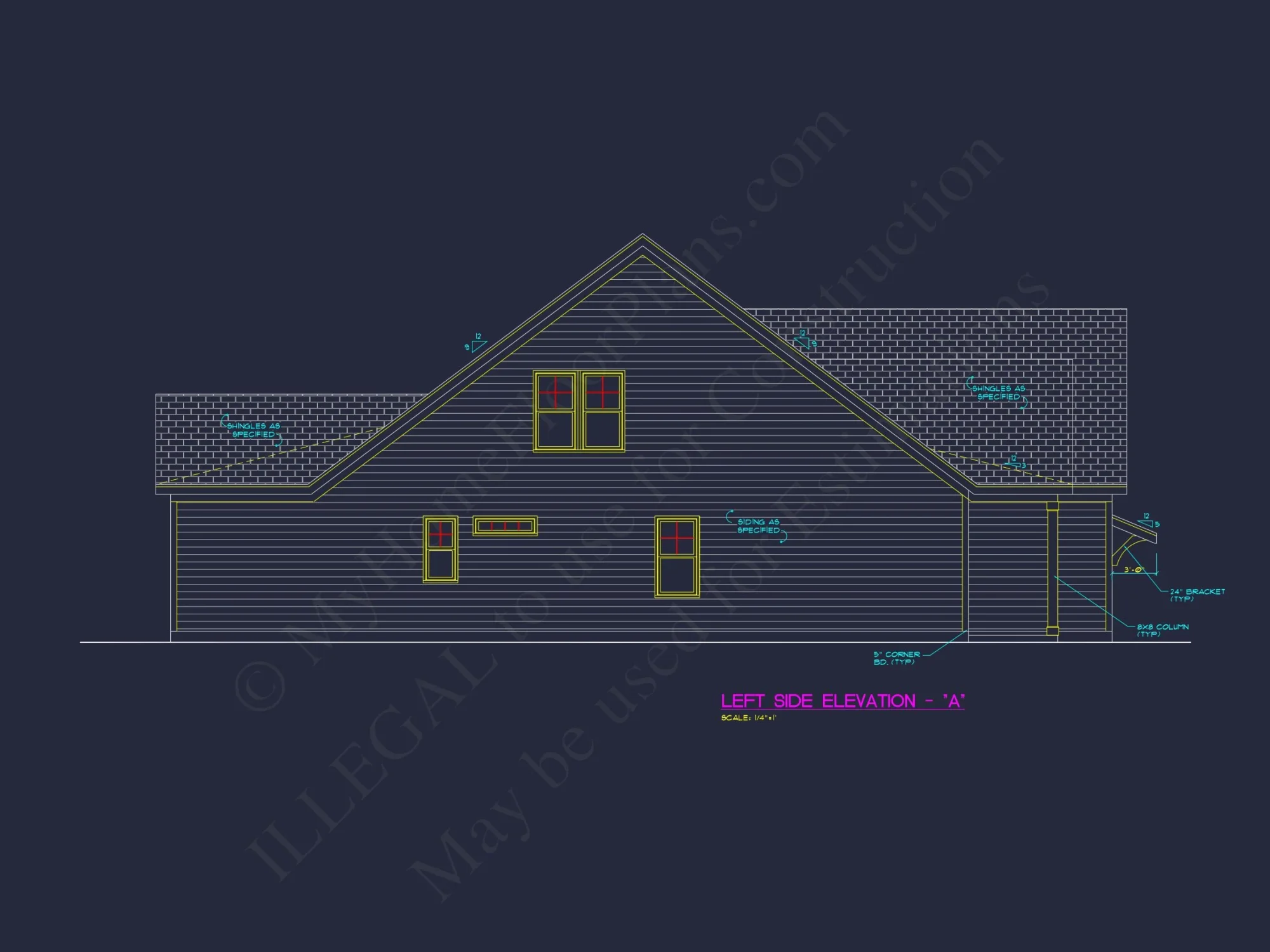 Traditional house Plan with 3 Bedrooms, 2-Car Garage & CAD Designs