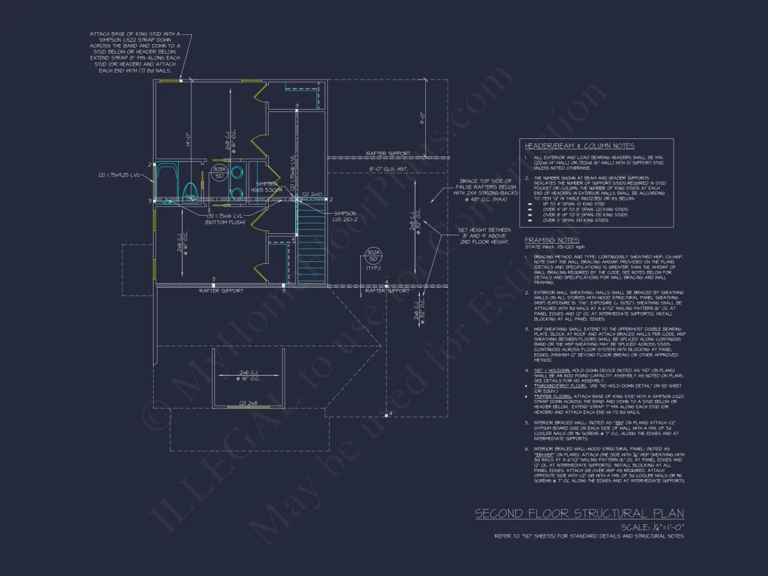 Traditional house Plan with 2 Stories - Blueprint and CAD Design