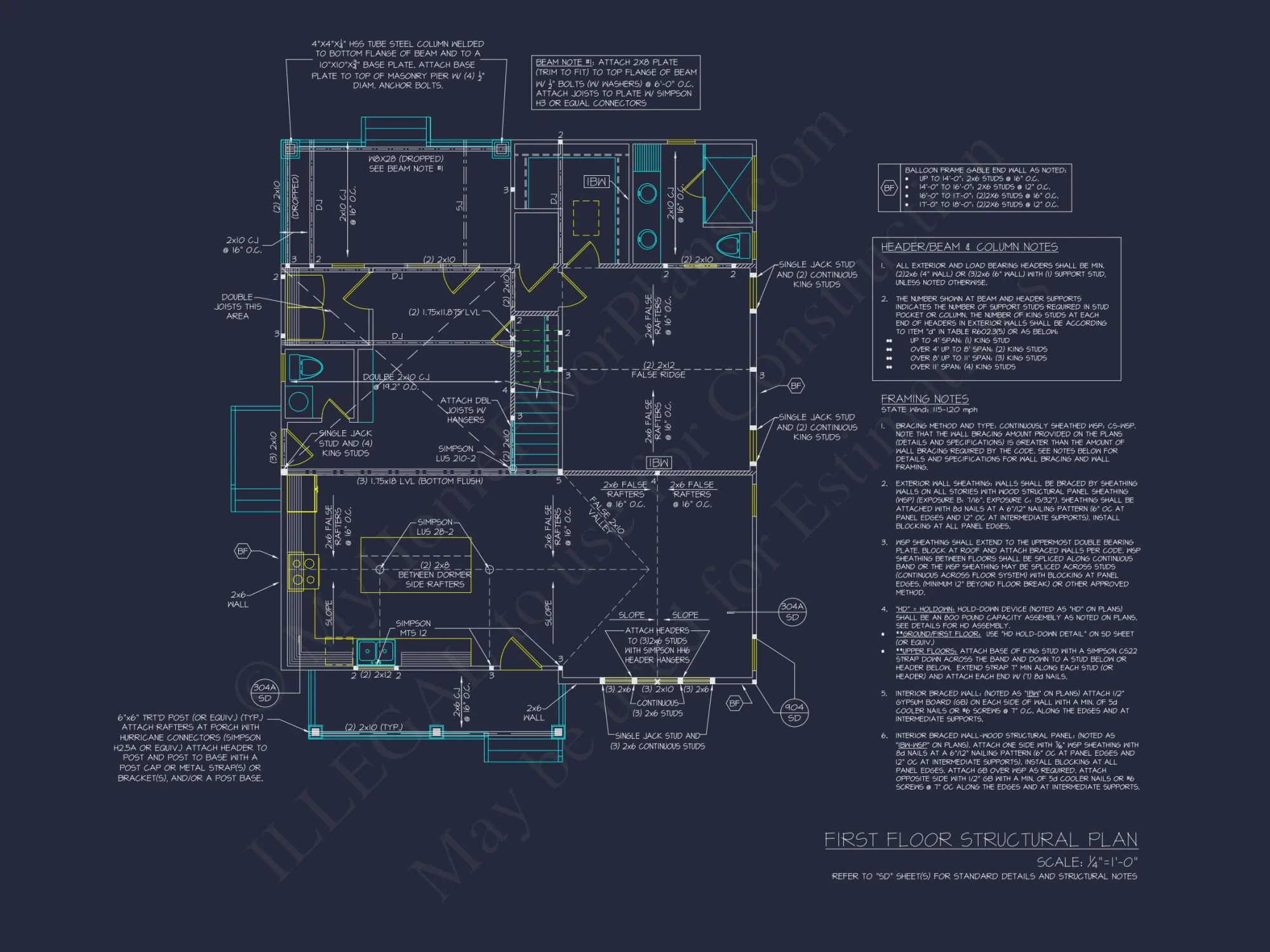 Traditional house Plan with 2 Stories - Blueprint and CAD Design