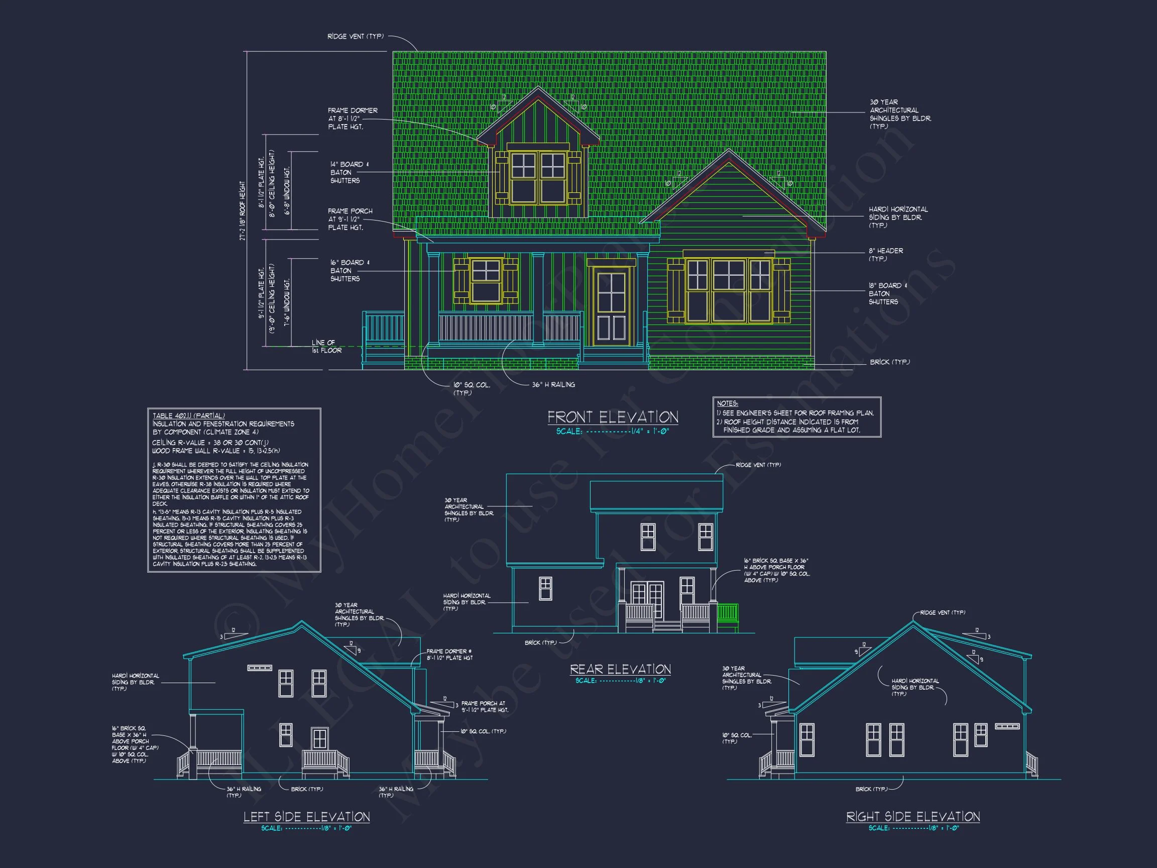 19-1448 HOUSE PLAN - Cape Cod Home Plan - 3-Bed, 2-Bath, 1,450 SF 2 Traditional house Plan with 2 Stories - Blueprint and CAD Design
