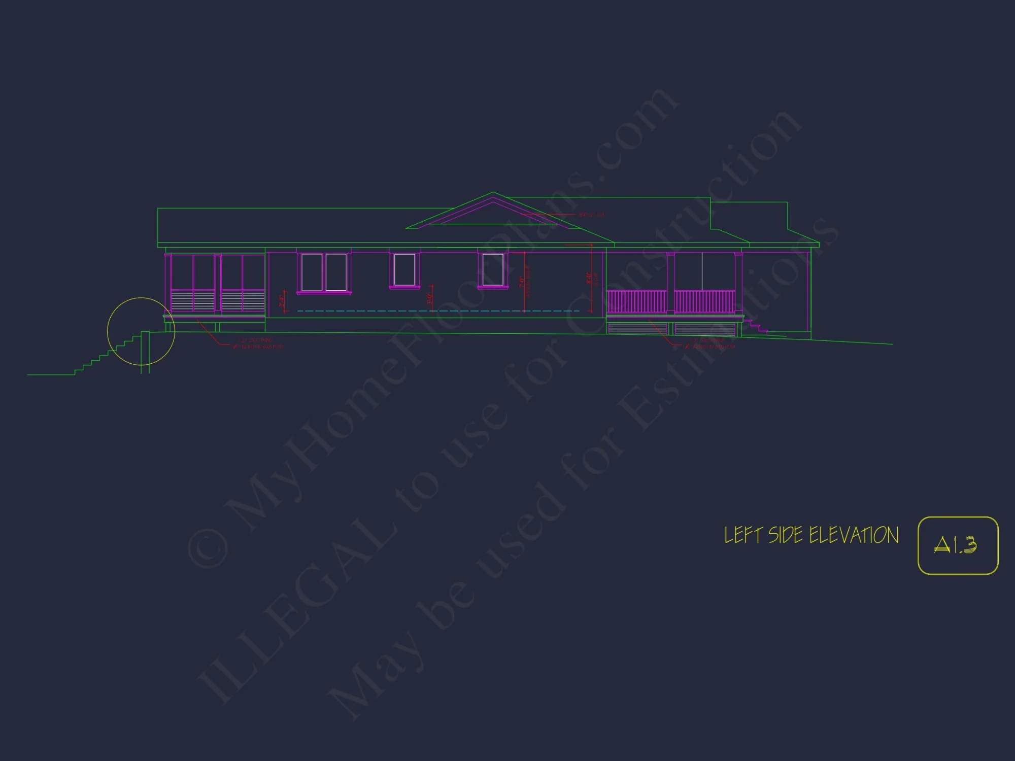 Traditional Craftsman house Plan with 1-Story CAD Designs