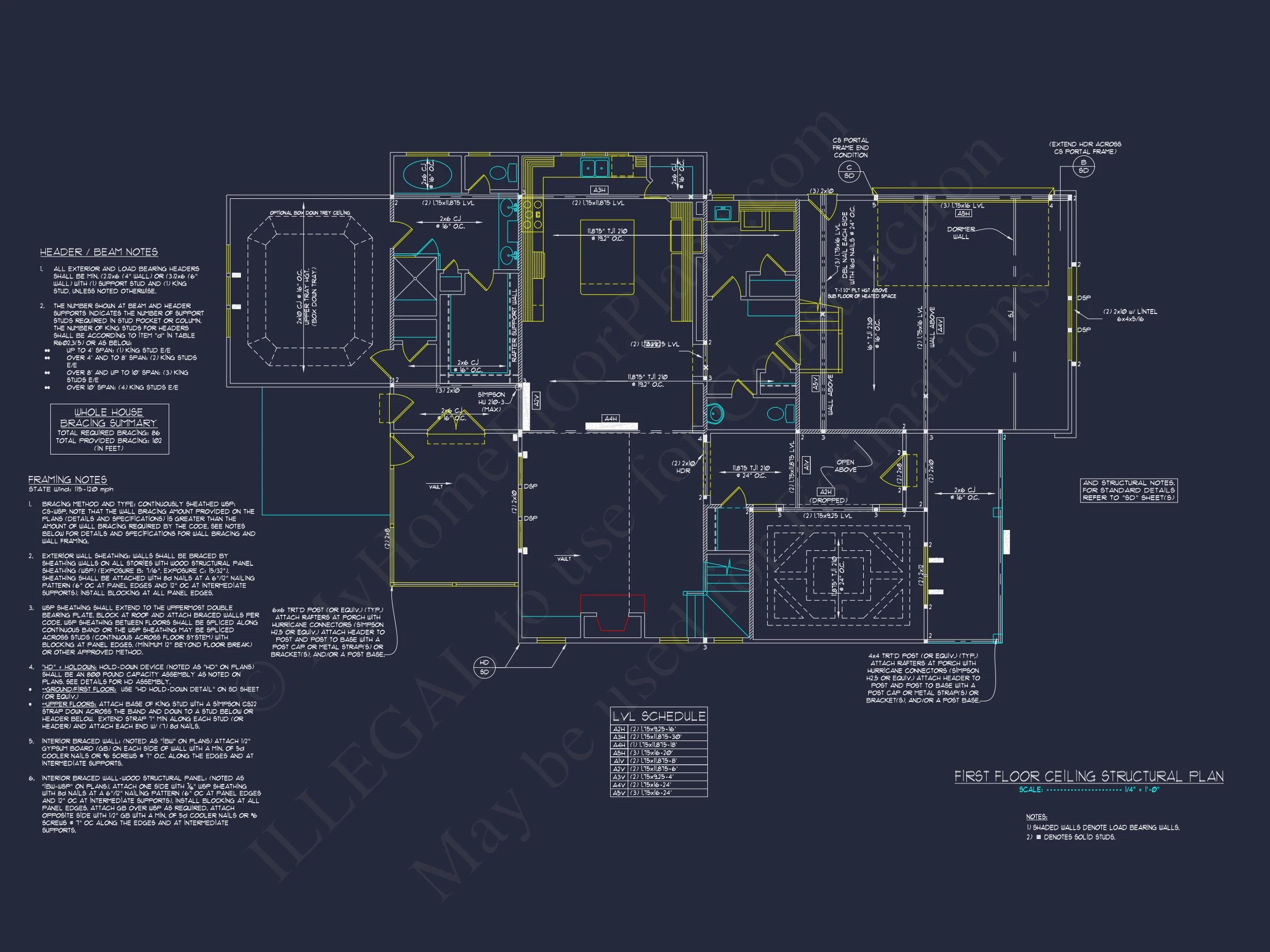 Craftsman house Plan with 2 Story CAD Design and Open Layout