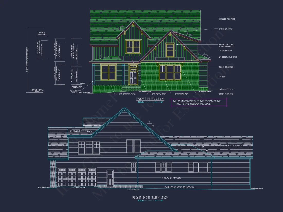 Craftsman house Plan with 2 Story CAD Design and Open Layout