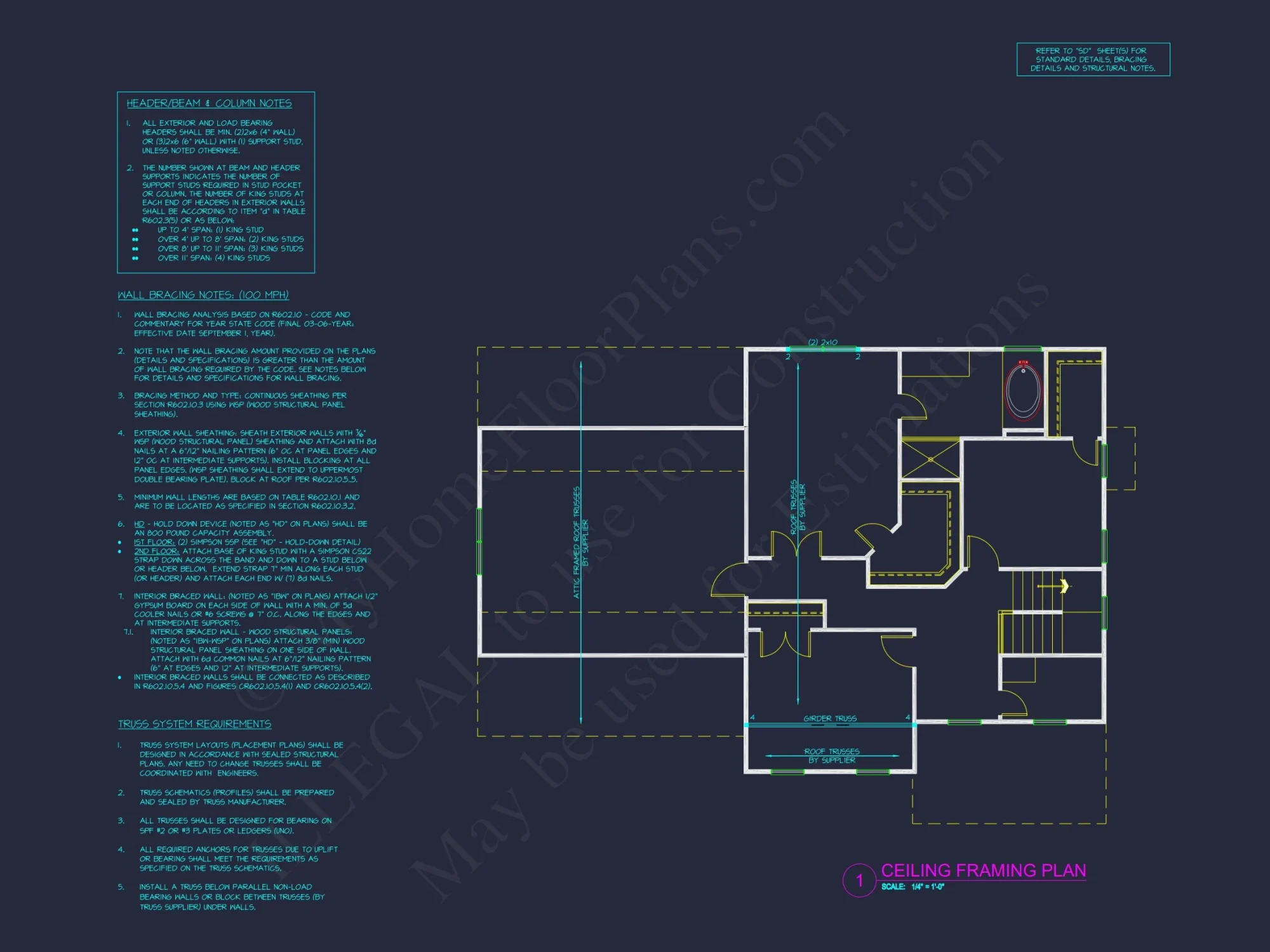 Traditional house Floor Plan with 2-Story CAD Designs
