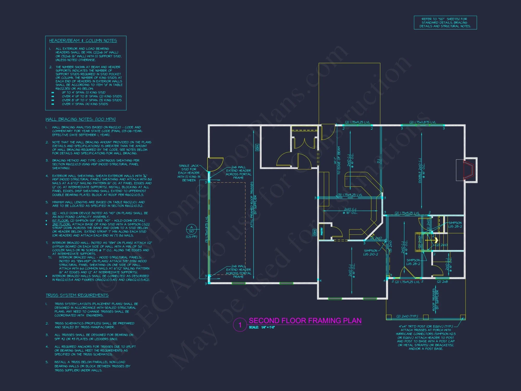 Traditional house Floor Plan with 2-Story CAD Designs