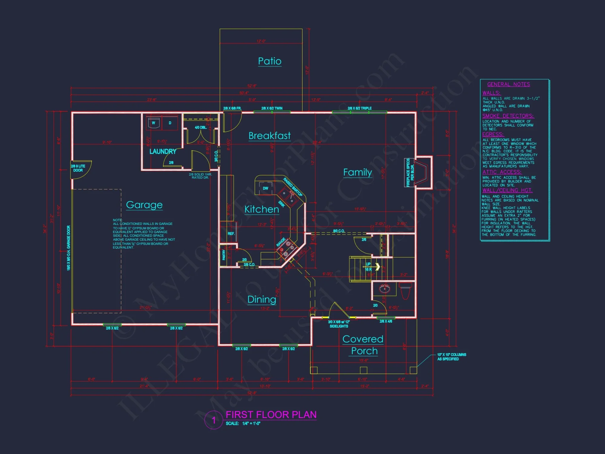 Traditional house Floor Plan with 2-Story CAD Designs