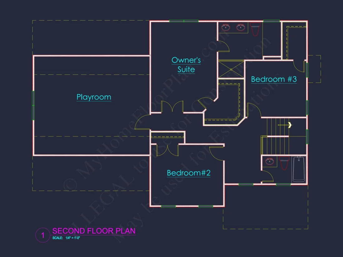 Traditional house Floor Plan with 2-Story CAD Designs