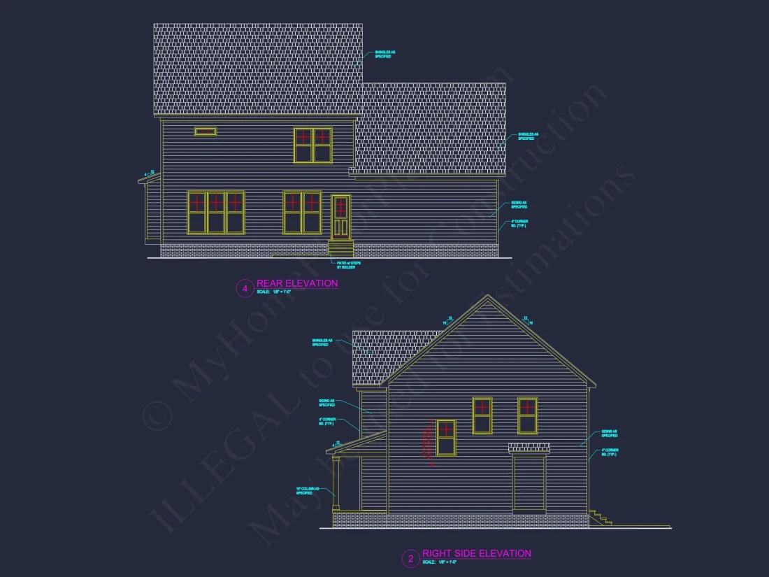 Traditional house Floor Plan with 2-Story CAD Designs