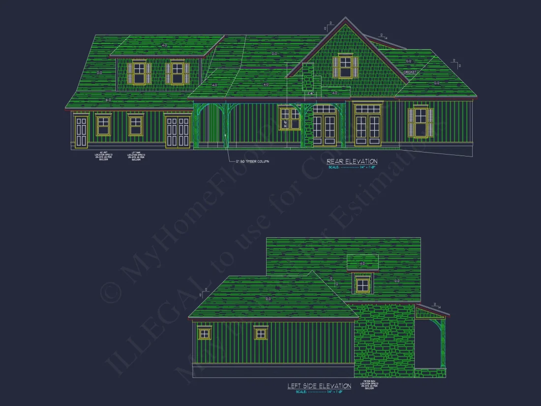 Craftsman house Plan with Angled Garage and Detailed Floor Plans