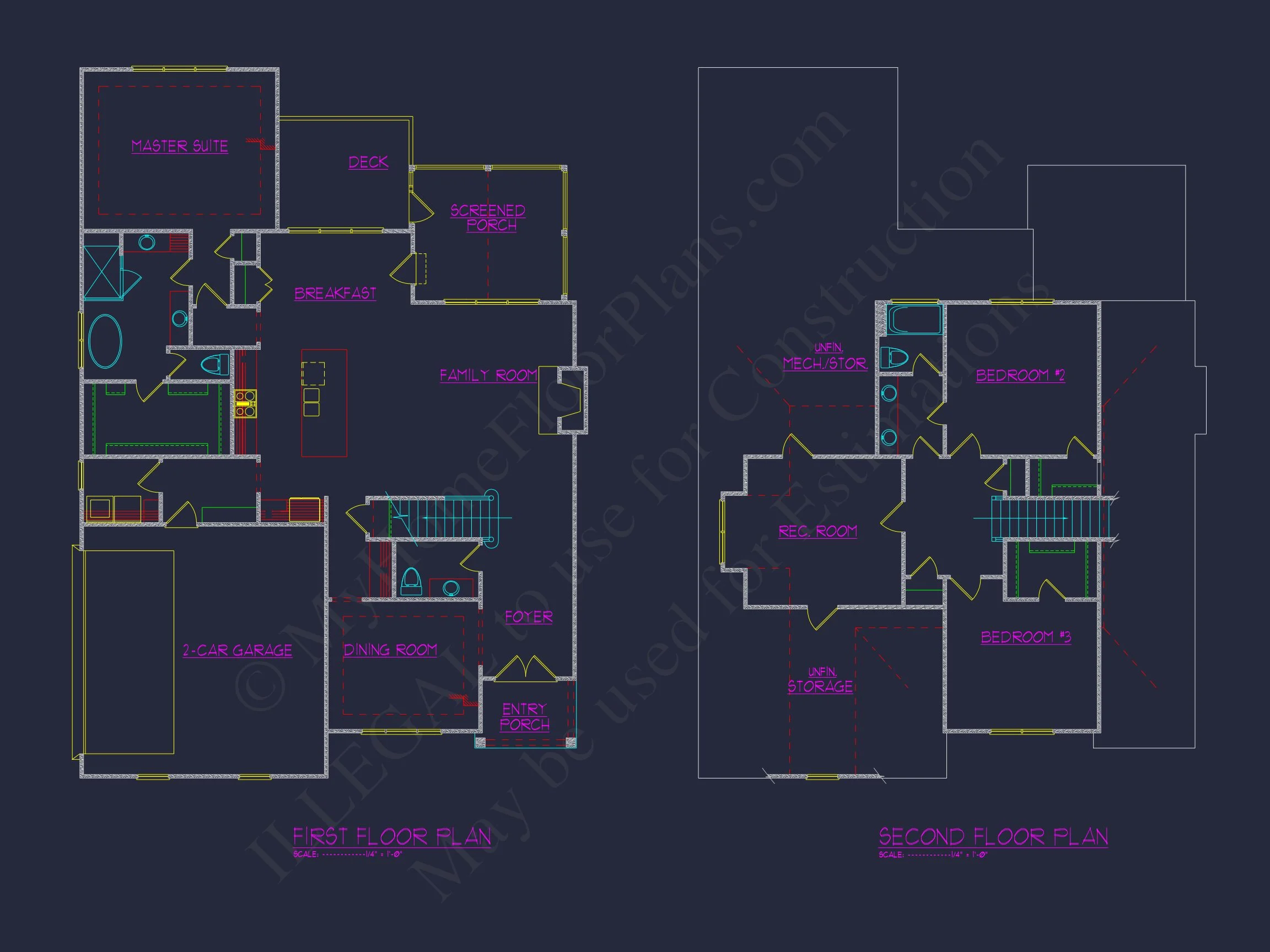 18-1587 HOUSE PLAN - Modern Farmhouse Plan - 4-Bed, 3-Bath, 2,550 SF 4 Spacious 2-Story Modern Craftsman house Plan with CAD Design