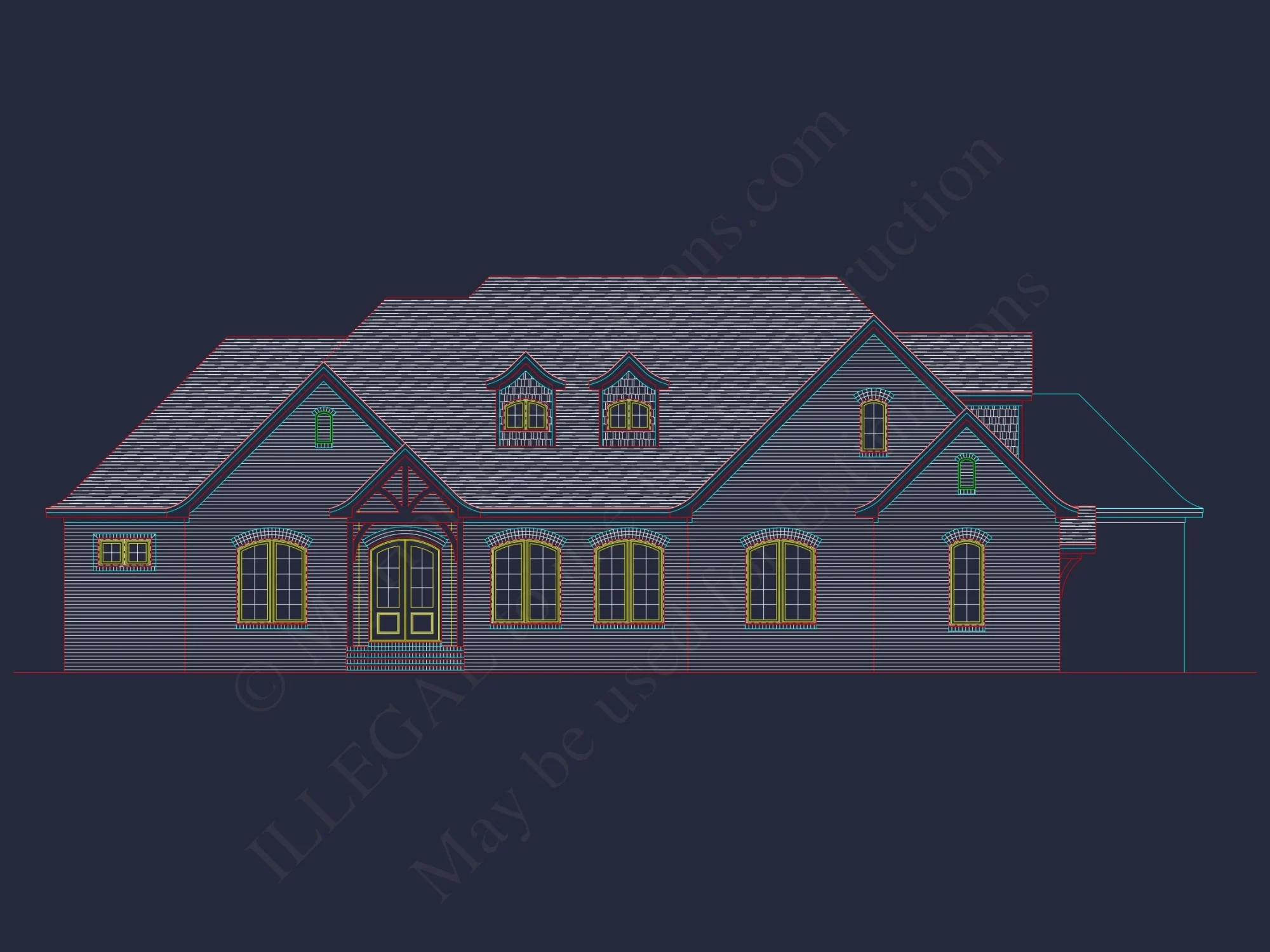 Elegant house Plan with Spacious Floor Plan and CAD Blueprint